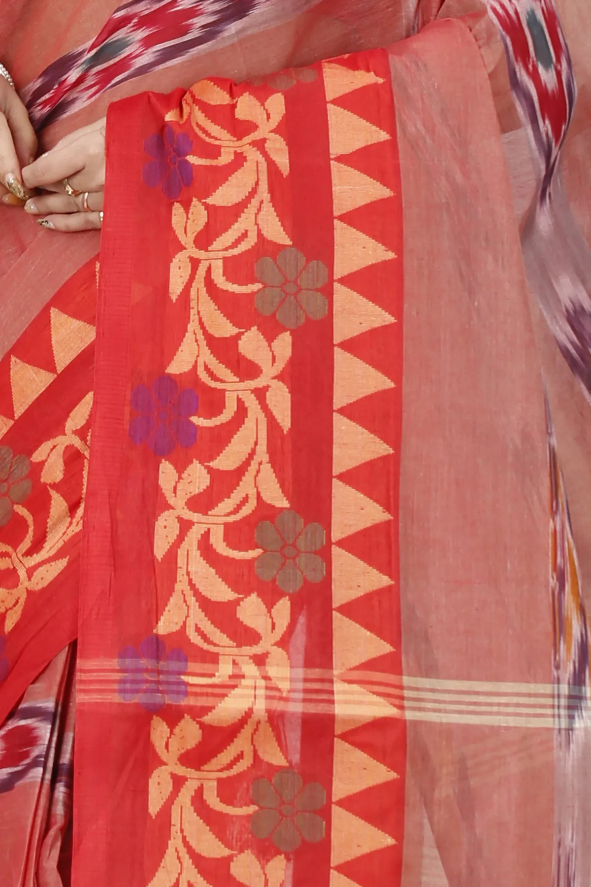DipDiya Pure Cotton Orange Mili Loom to Love Tant Sarees