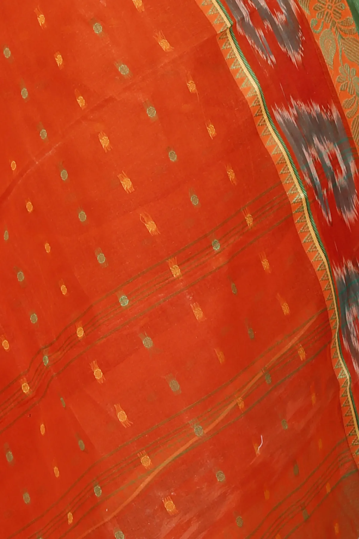 DipDiya Pure Cotton Orange Moli Essence of Bengal Tant Sarees