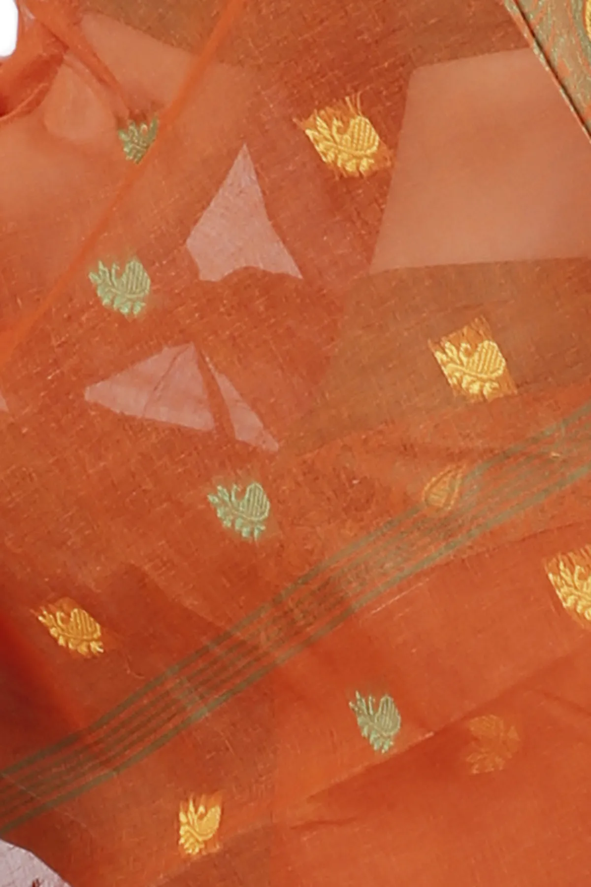 DipDiya Pure Cotton Orange Srimati Woven with Love Tant Sarees