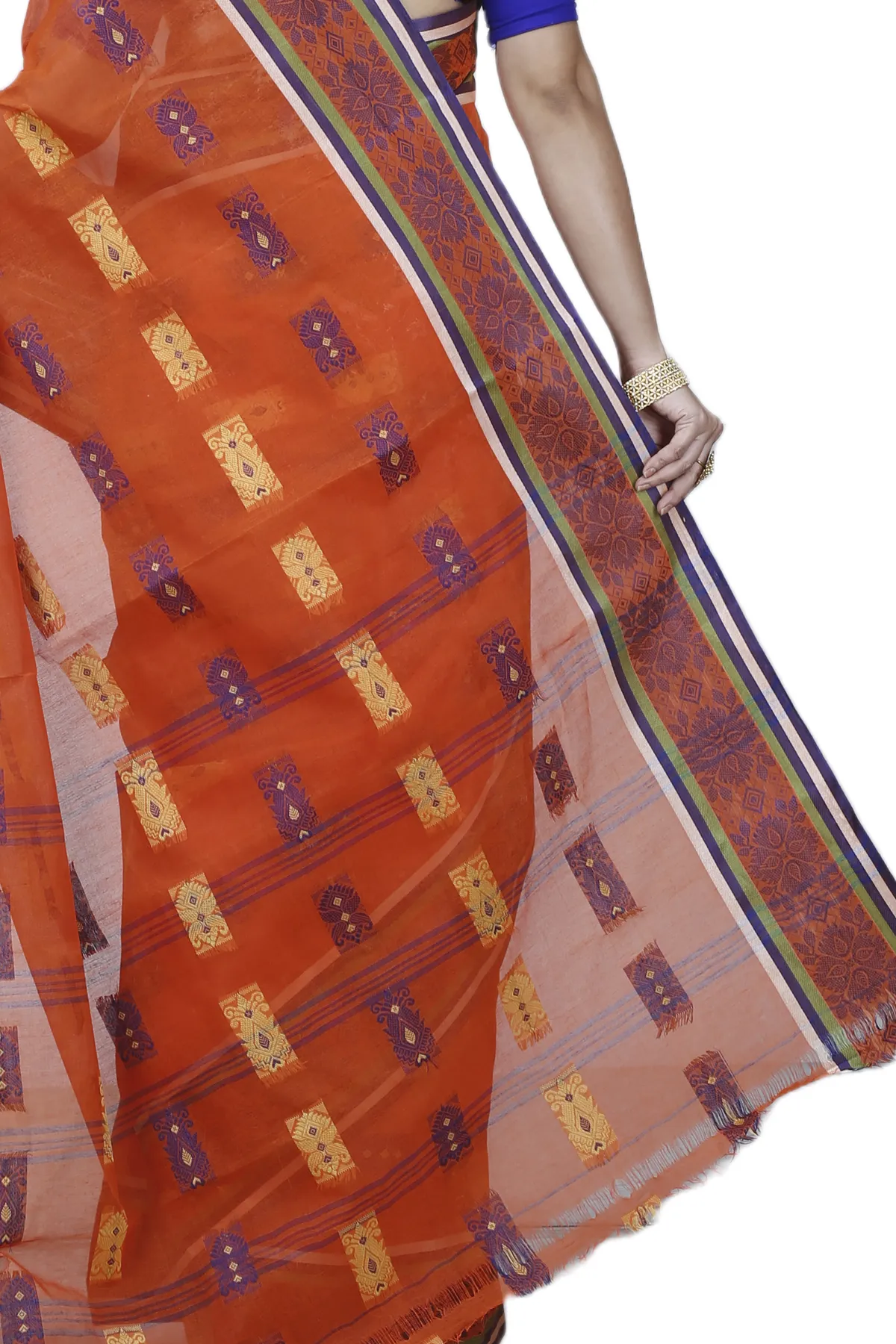 DipDiya Pure Cotton Orange Uditi Bengal’s Legacy Tant Sarees