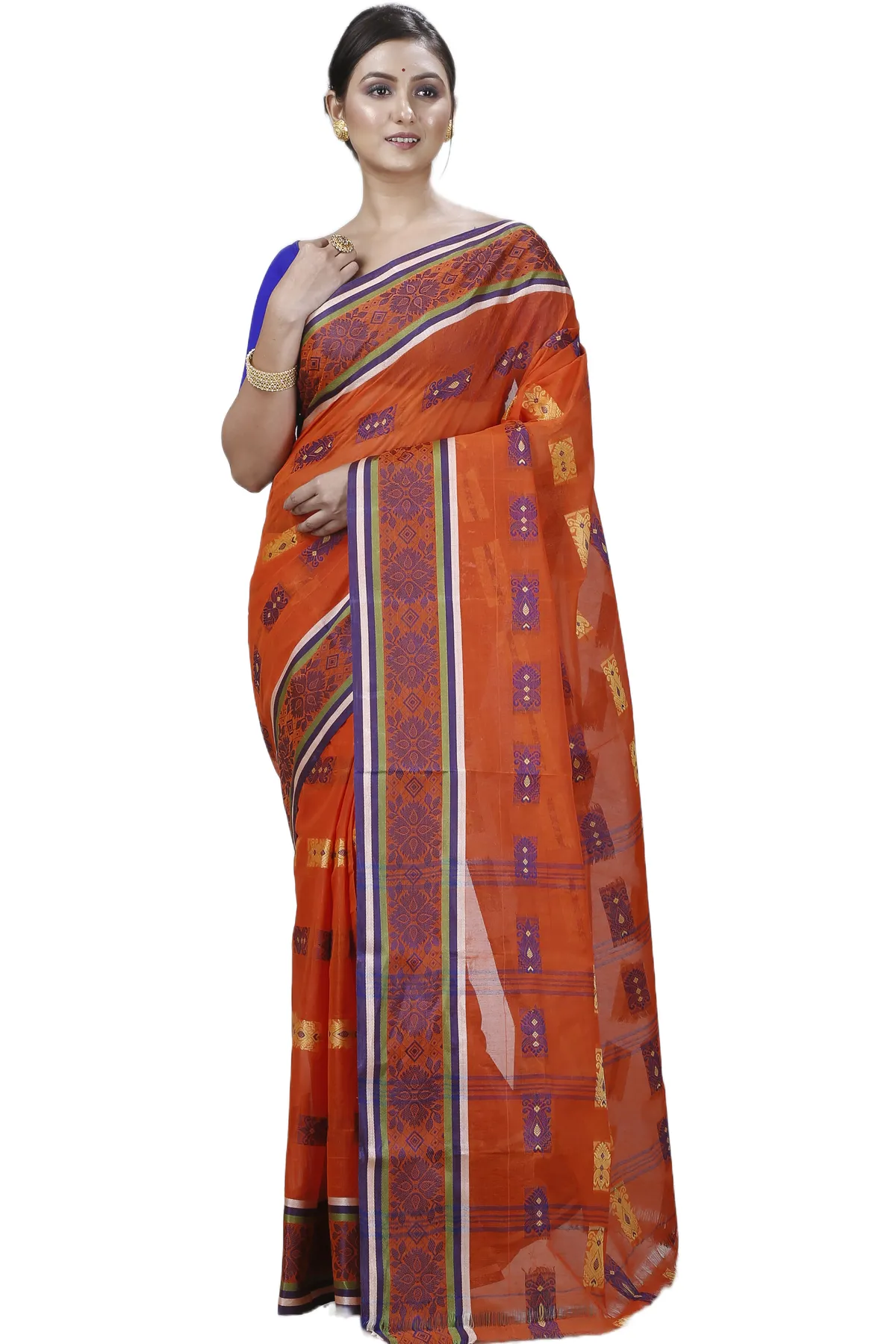 DipDiya Pure Cotton Orange Uditi Bengal’s Legacy Tant Sarees