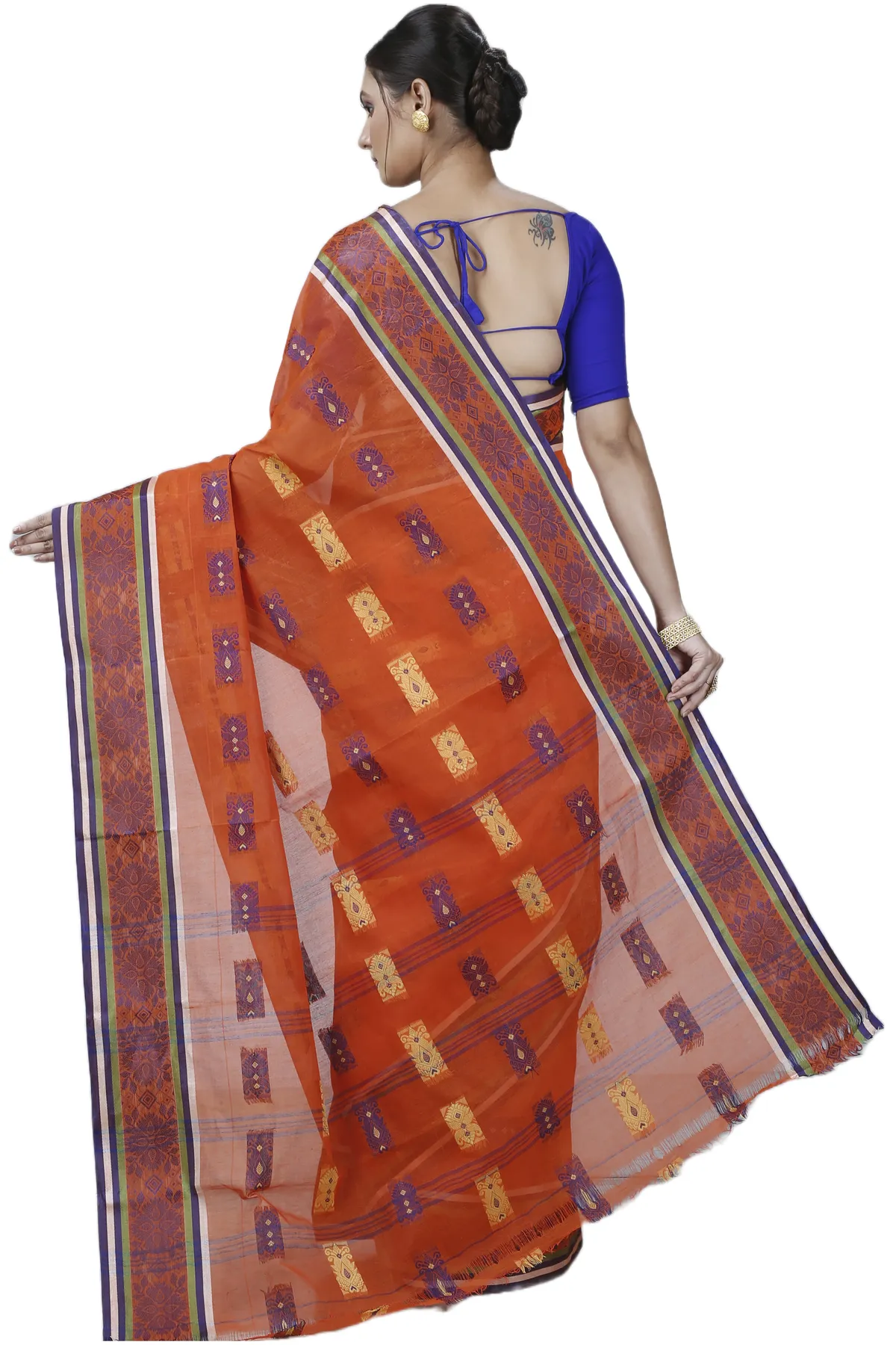 DipDiya Pure Cotton Orange Uditi Bengal’s Legacy Tant Sarees