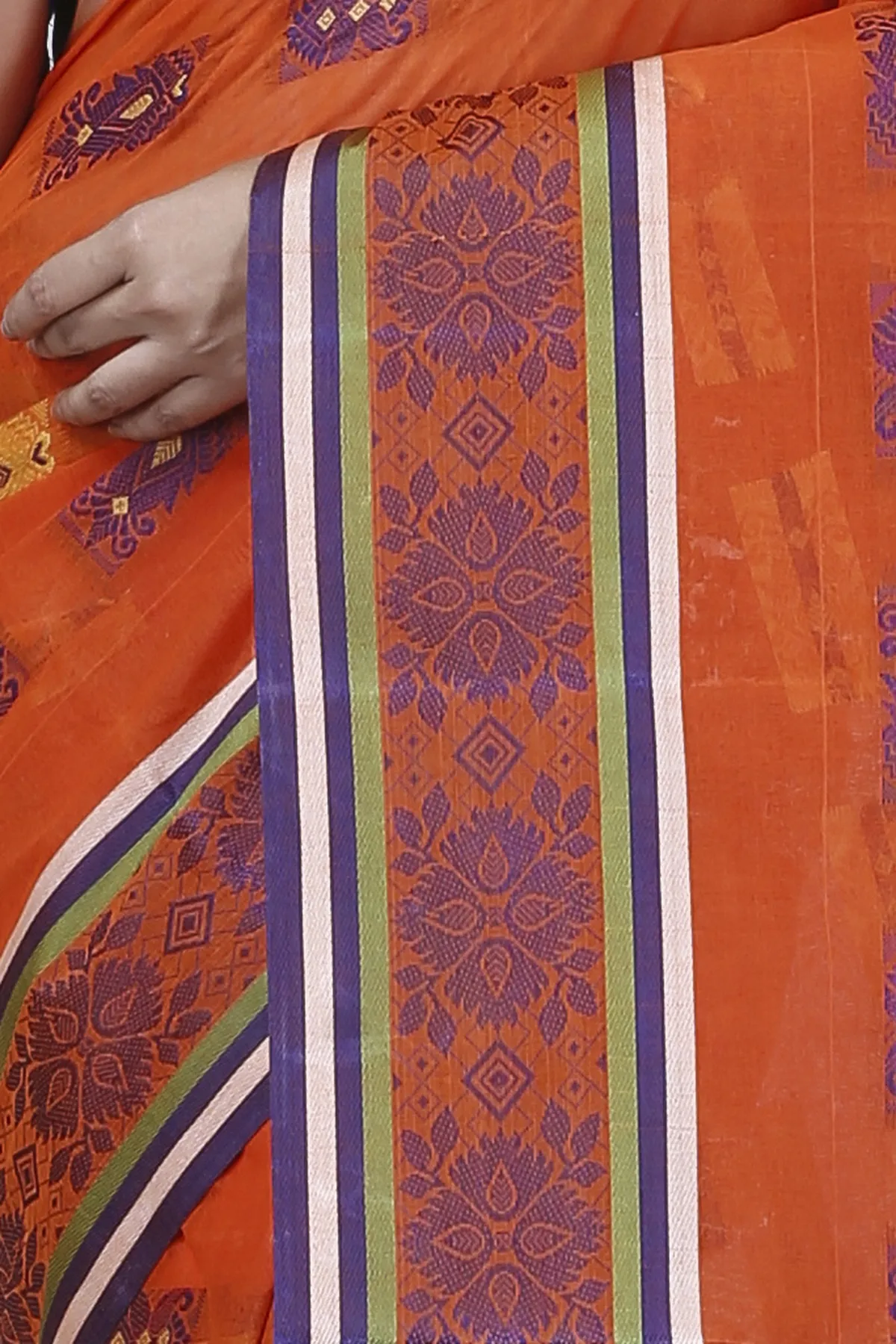 DipDiya Pure Cotton Orange Uditi Bengal’s Legacy Tant Sarees