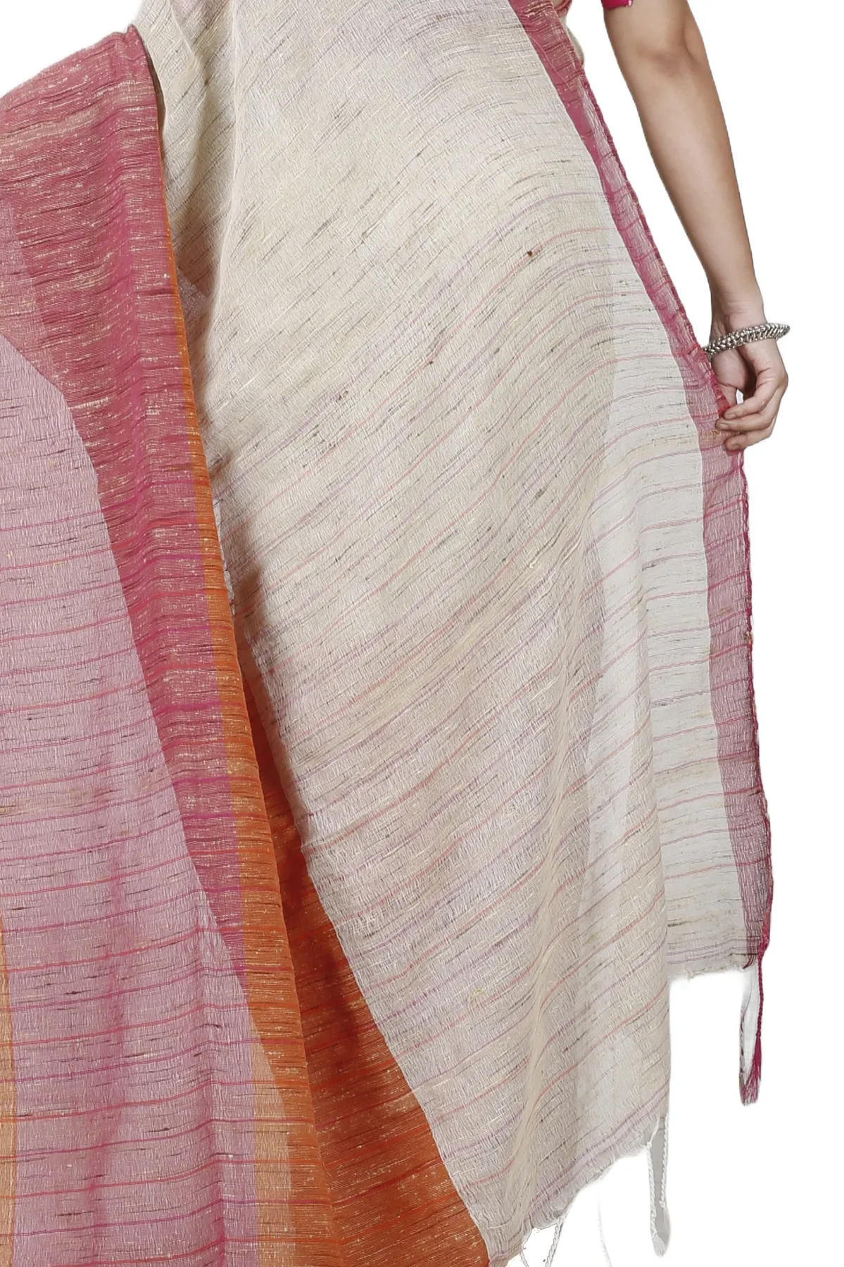 DipDiya Pure Cotton Orange White Kusu A Legacy Woven Handloom Sarees
