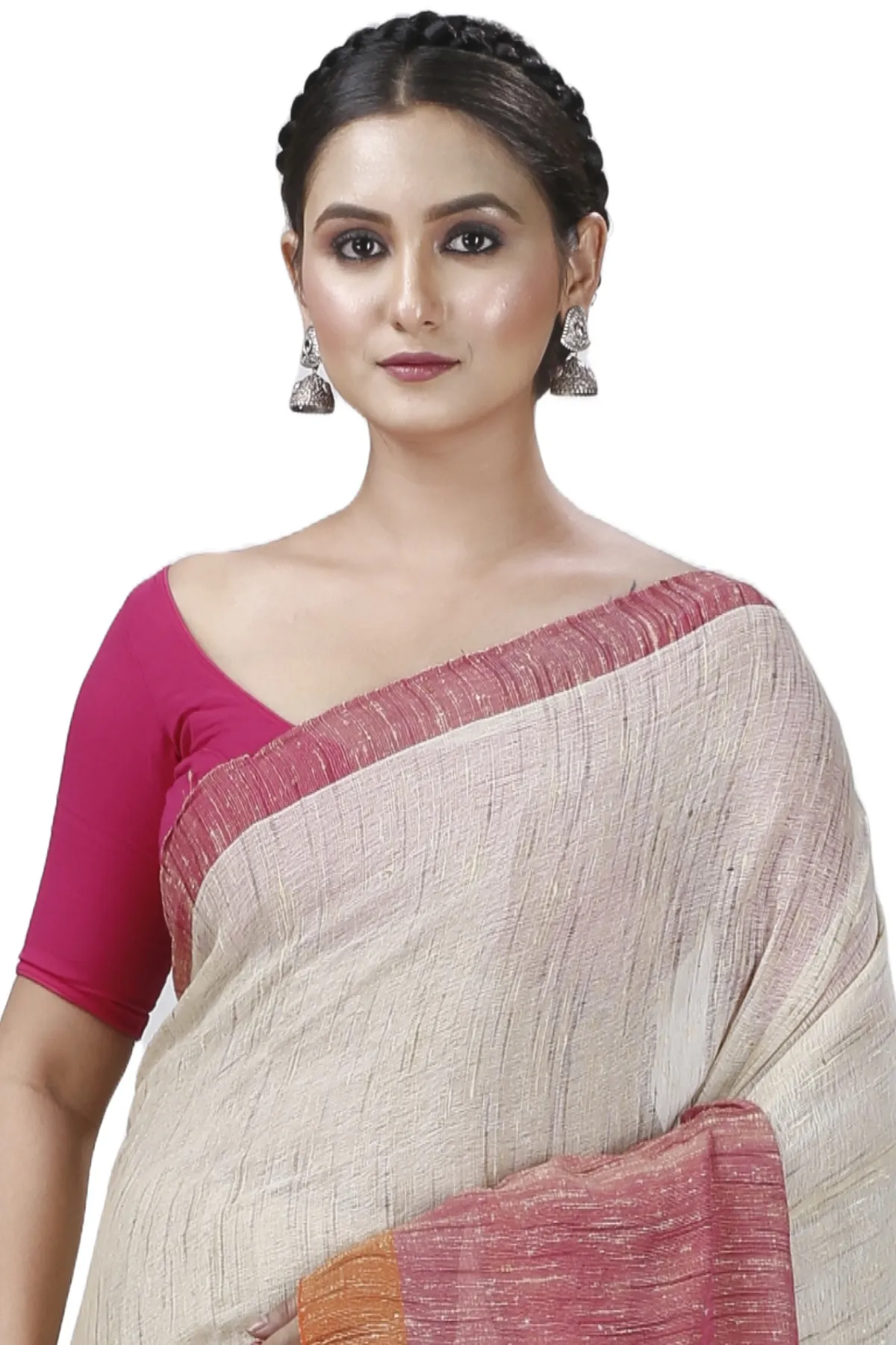 DipDiya Pure Cotton Orange White Kusu A Legacy Woven Handloom Sarees