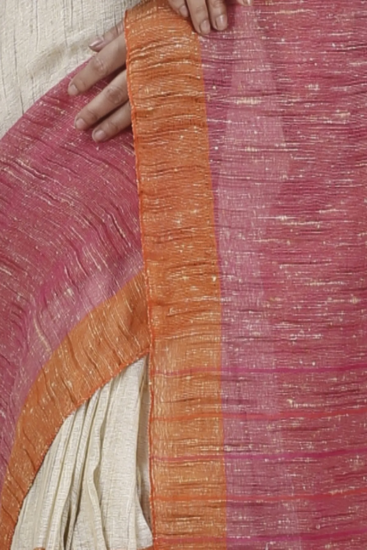 DipDiya Pure Cotton Orange White Kusu A Legacy Woven Handloom Sarees