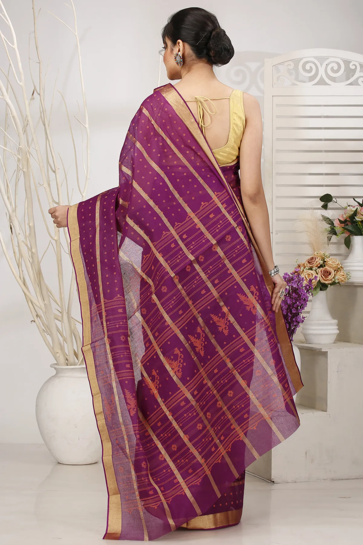 DipDiya Pure Cotton Parpel Mera Effortless Tradition Tant Sarees