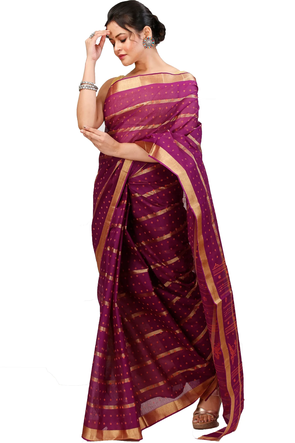 DipDiya Pure Cotton Parpel Mera Effortless Tradition Tant Sarees