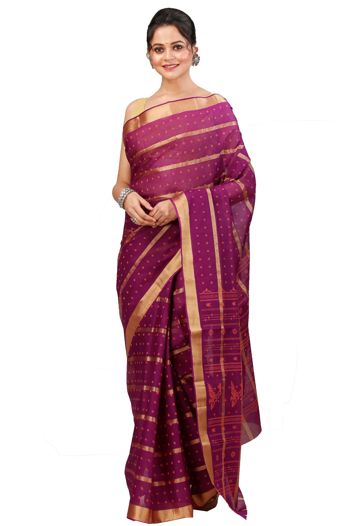 DipDiya Pure Cotton Parpel Mera Effortless Tradition Tant Sarees