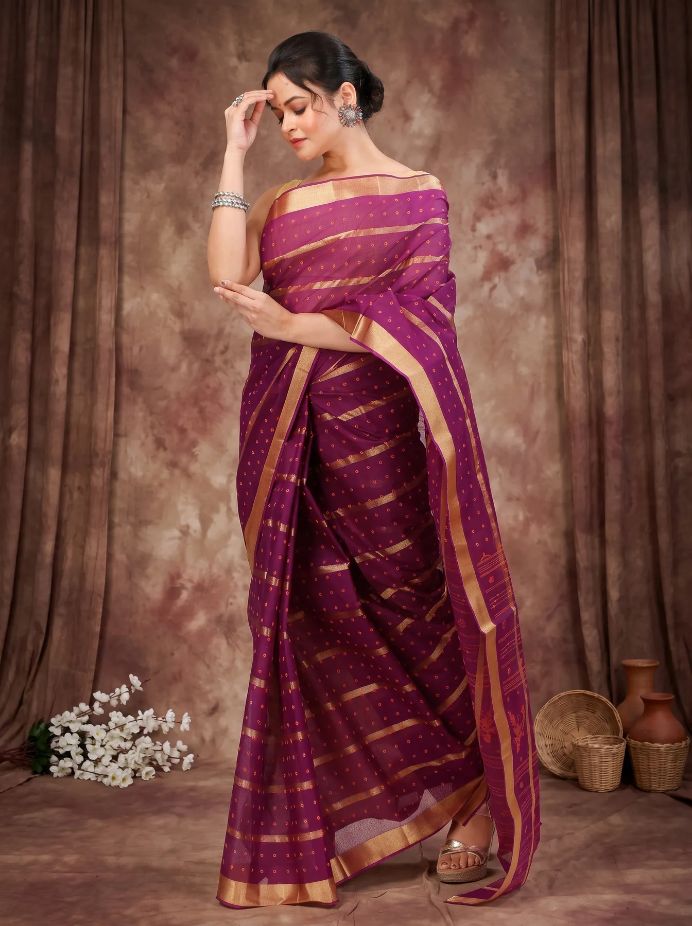 DipDiya Pure Cotton Parpel Mera Effortless Tradition Tant Sarees