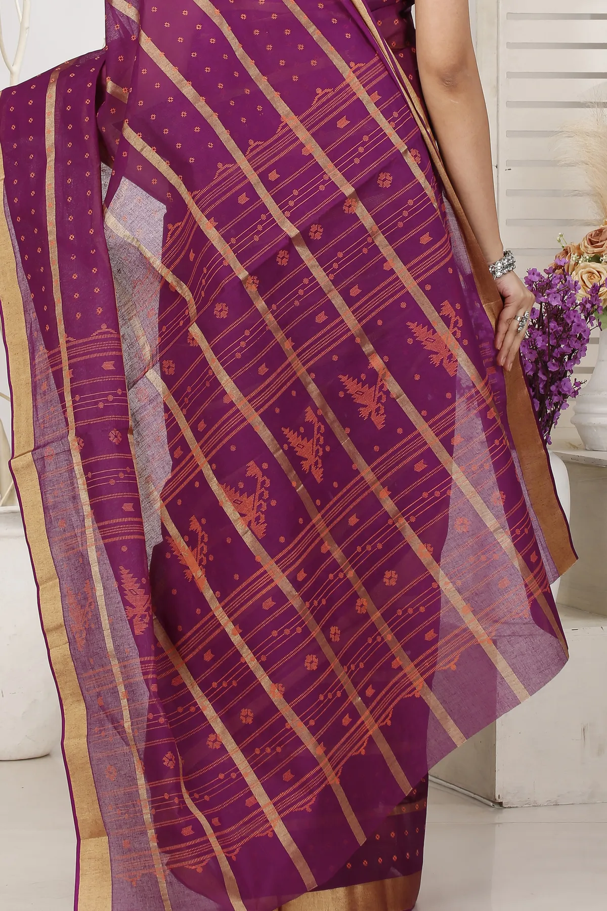 DipDiya Pure Cotton Parpel Mera Effortless Tradition Tant Sarees