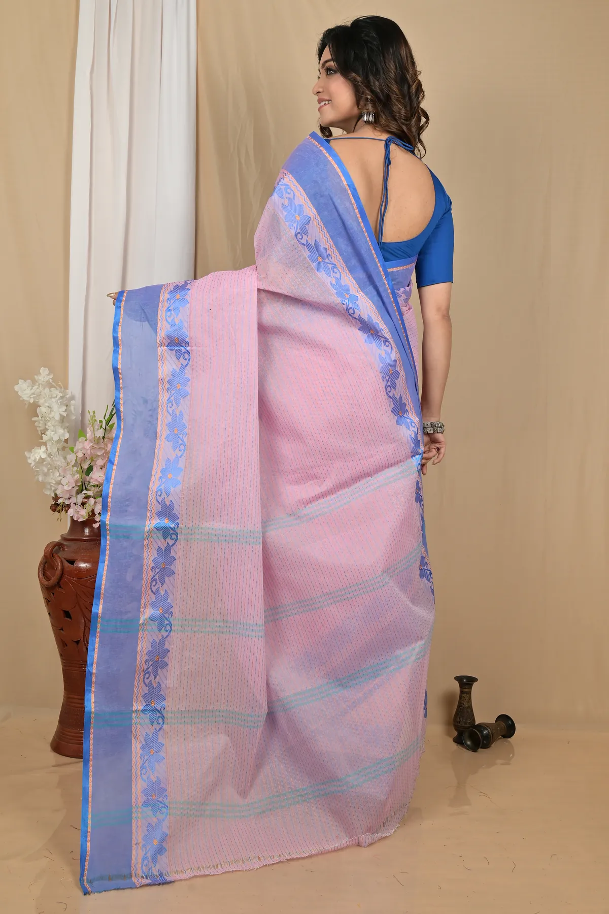 DipDiya Pure Cotton Pastel Pink Achpan Loom to Love Tant Sarees