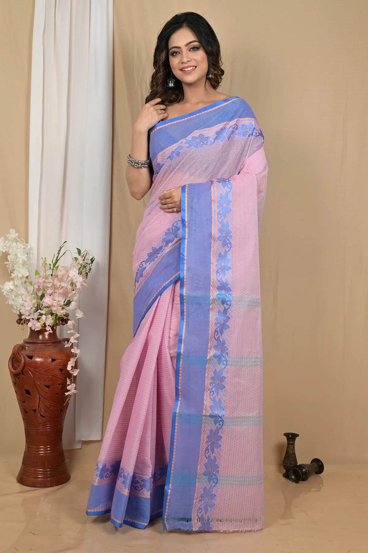 DipDiya Pure Cotton Pastel Pink Achpan Loom to Love Tant Sarees