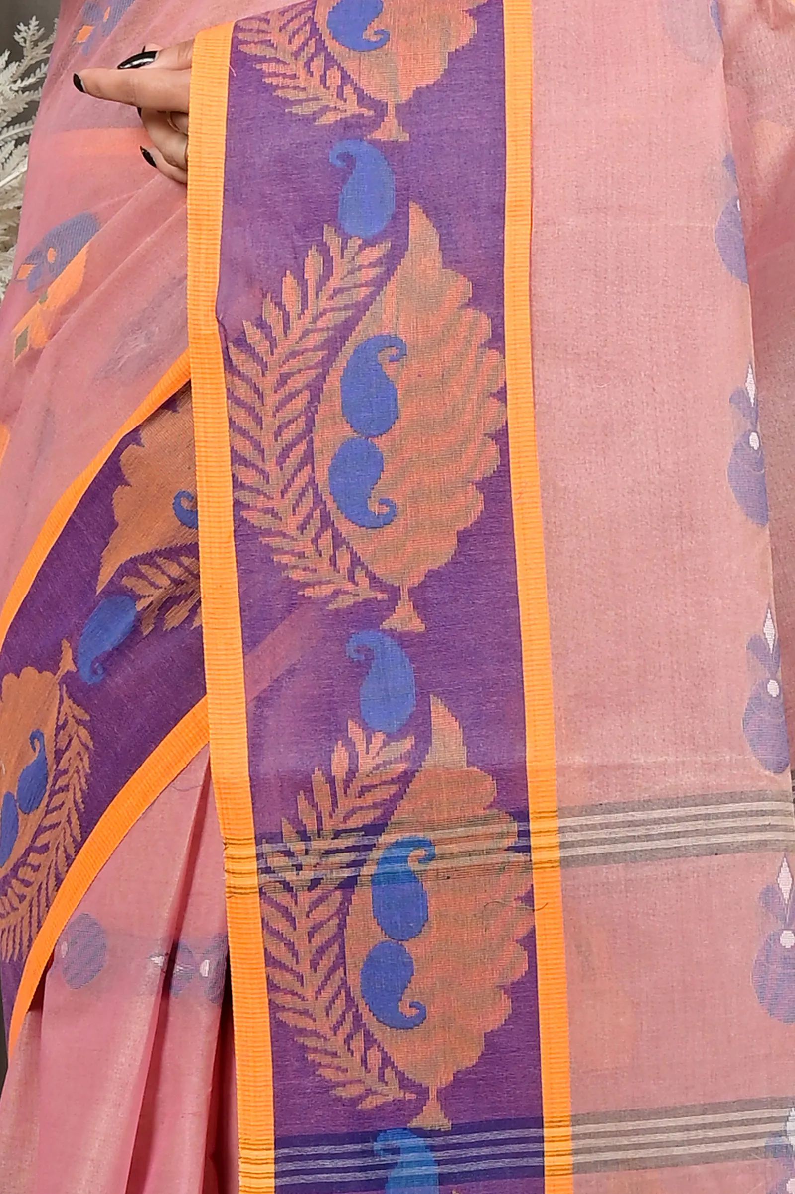 DipDiya Pure Cotton Peach Debui Crafted in Bengal Tant Sarees