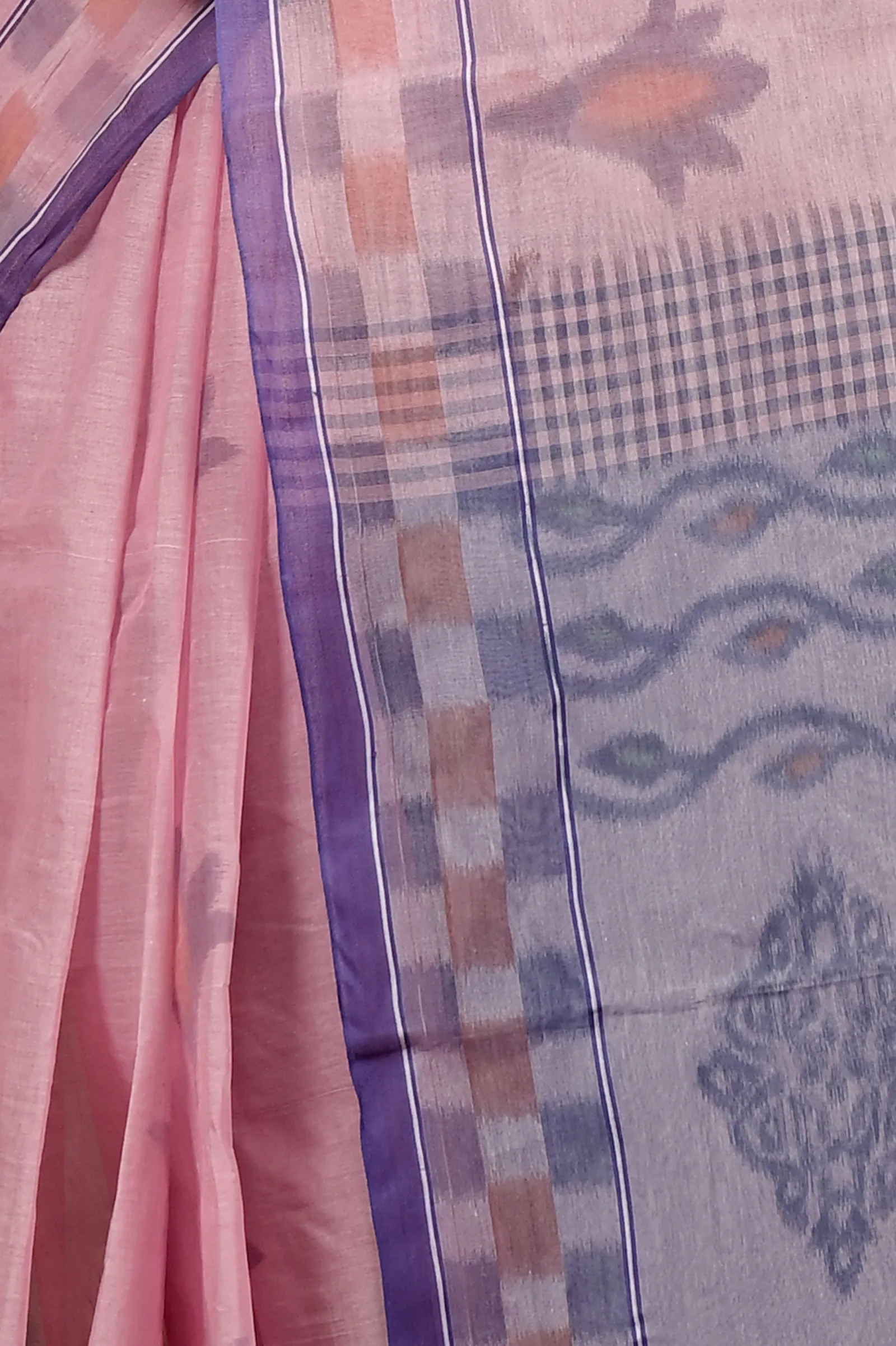 DipDiya Pure Cotton Peach Devai Heritage Elegance Printed Tant Sarees