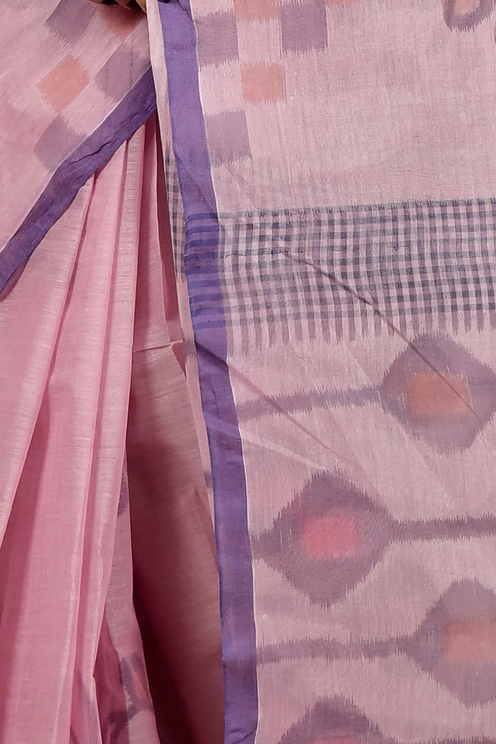 DipDiya Pure Cotton Peach Dipui The Bengali Classic Printed Tant Sarees