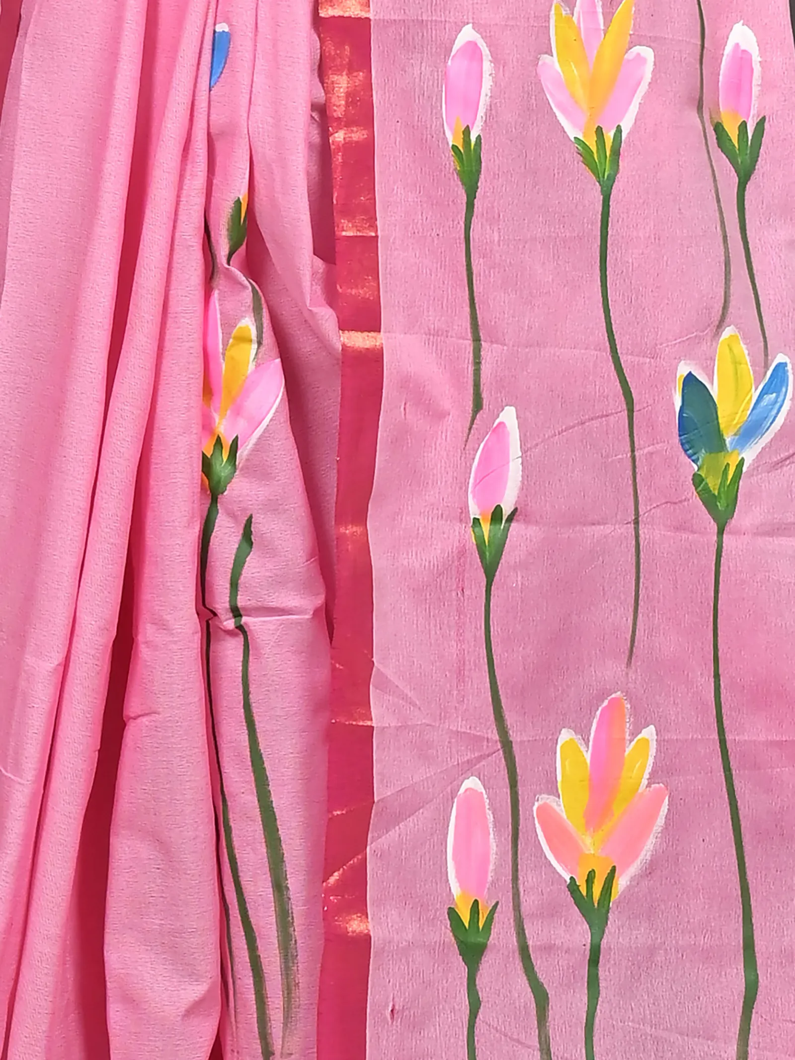 DipDiya Pure Cotton Peach Norah Crafted in Bengal Hand Painted Sarees