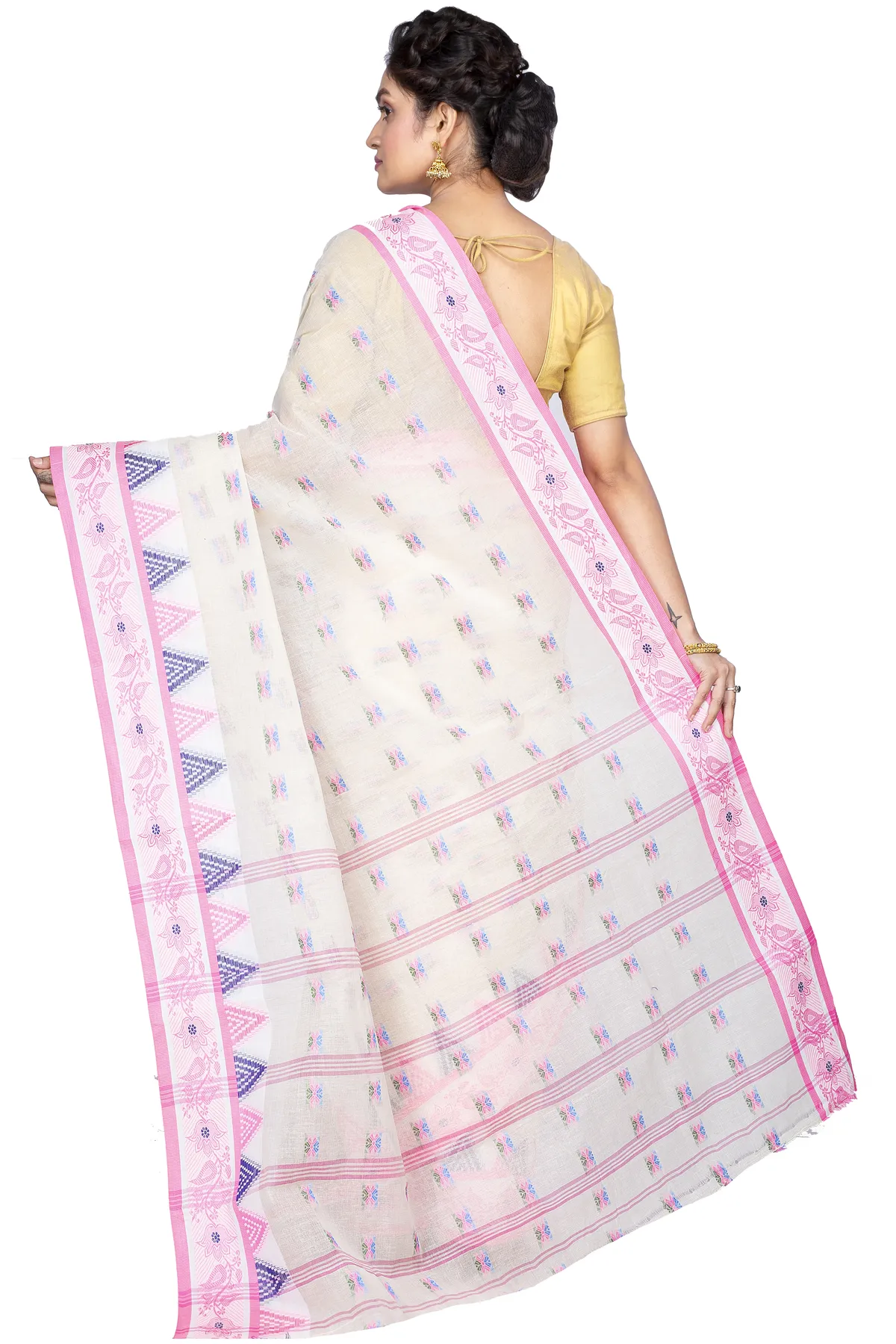 DipDiya Pure Cotton Pink Alkari Timeless Elegance Tant Sarees