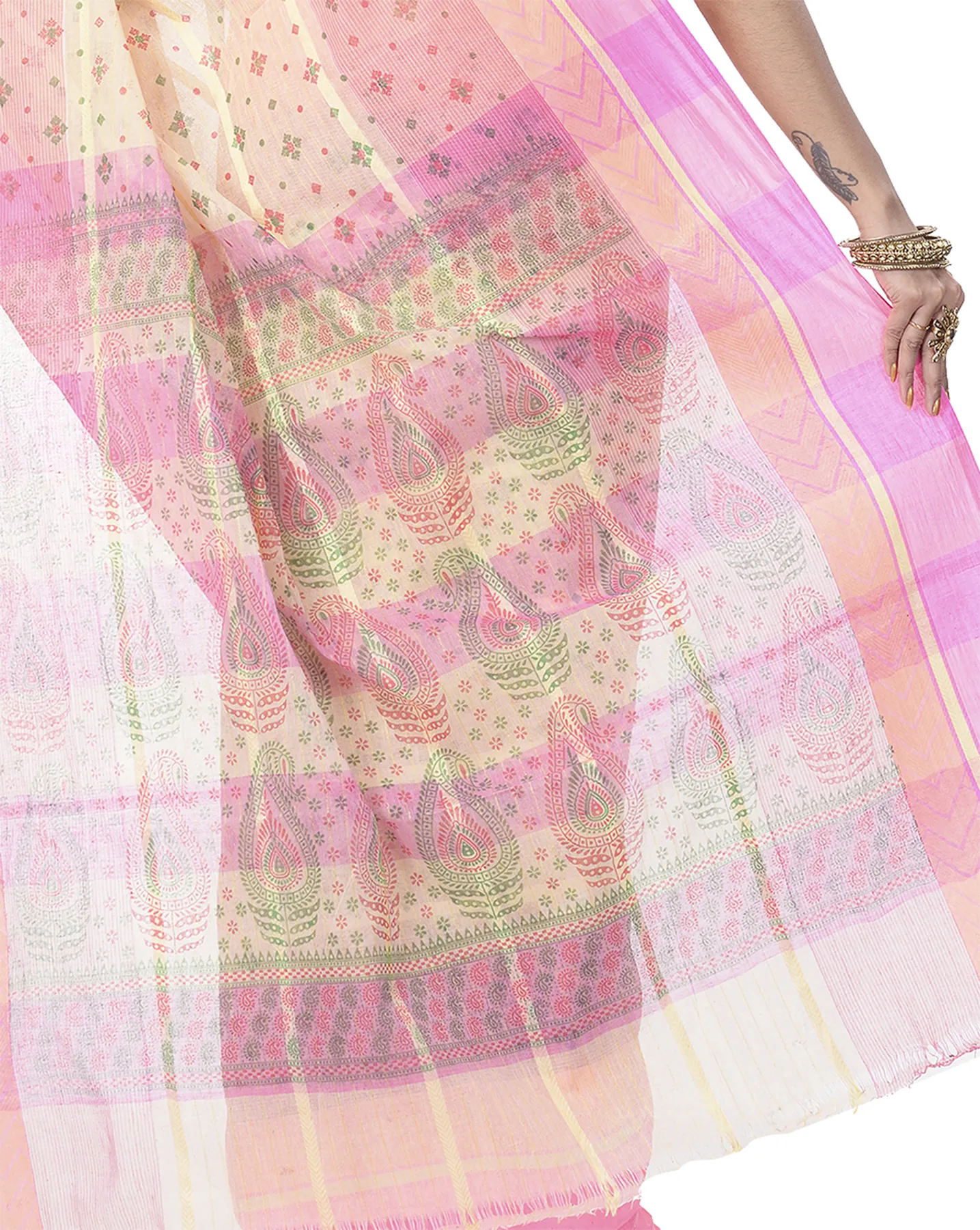DipDiya Pure Cotton Pink ANARKOLI PRINT A Legacy Woven Printed Tant Sarees