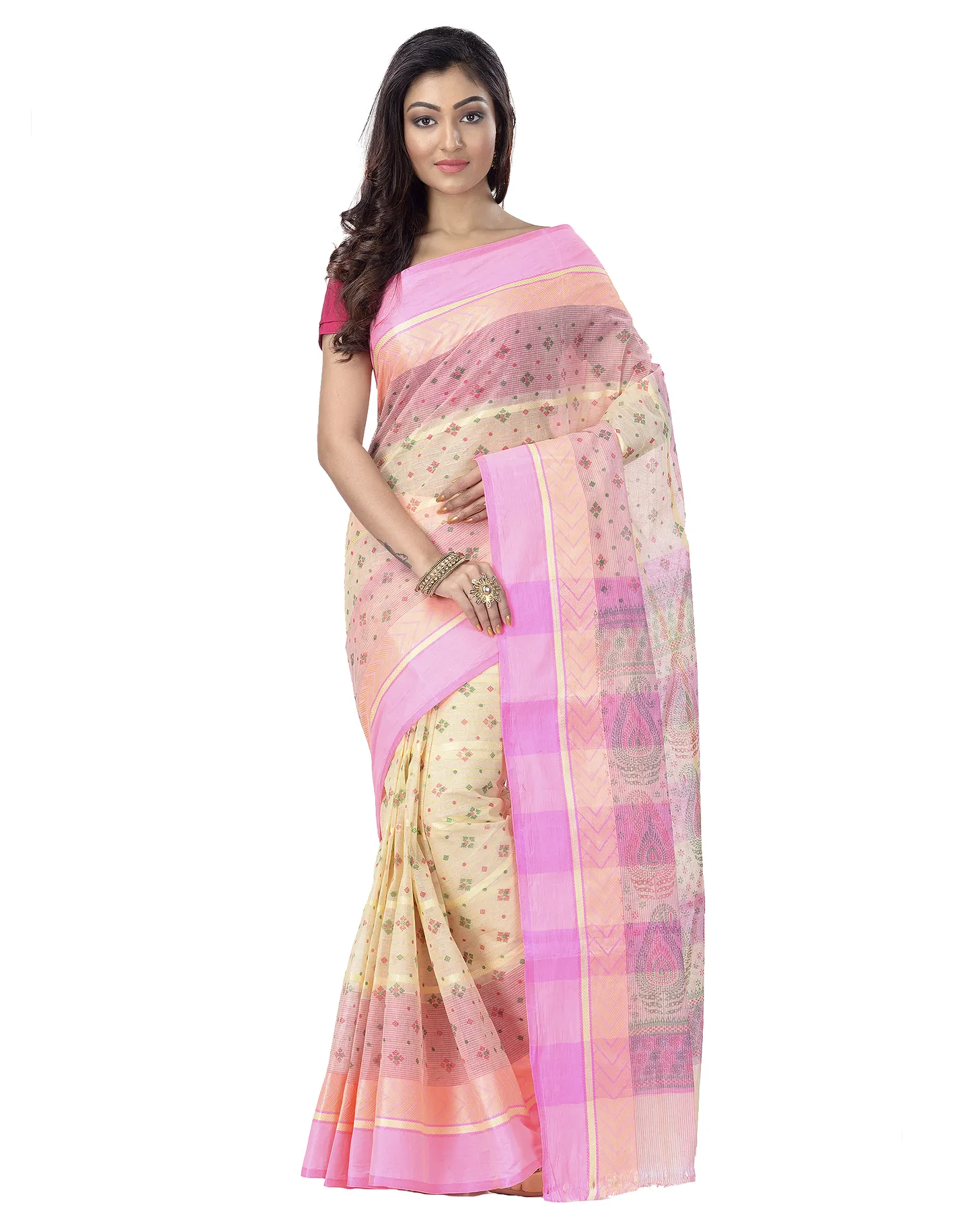 DipDiya Pure Cotton Pink ANARKOLI PRINT A Legacy Woven Printed Tant Sarees