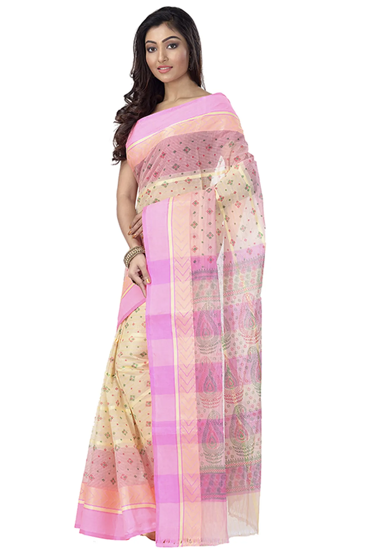 DipDiya Pure Cotton Pink ANARKOLI PRINT A Legacy Woven Printed Tant Sarees