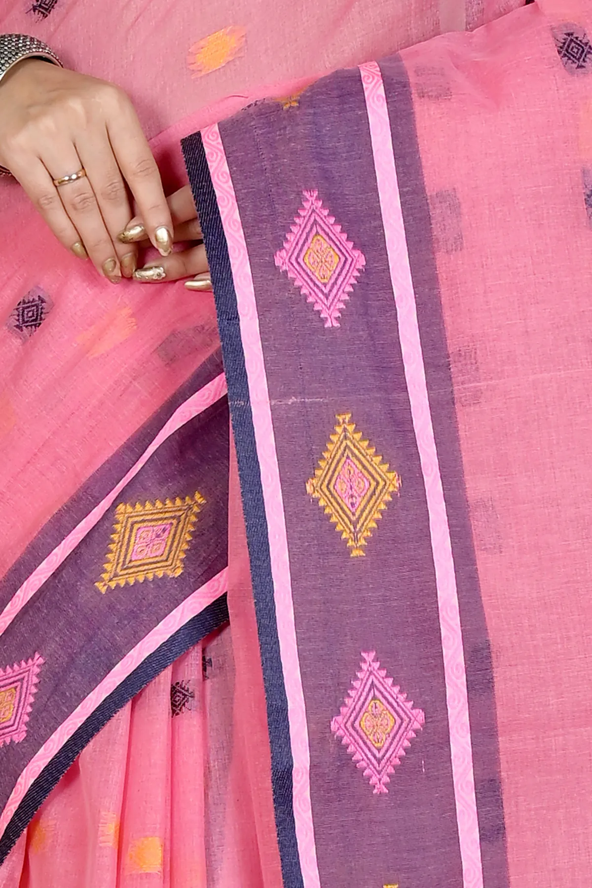 DipDiya Pure Cotton Pink Apula Timeless Bengal Tant Sarees