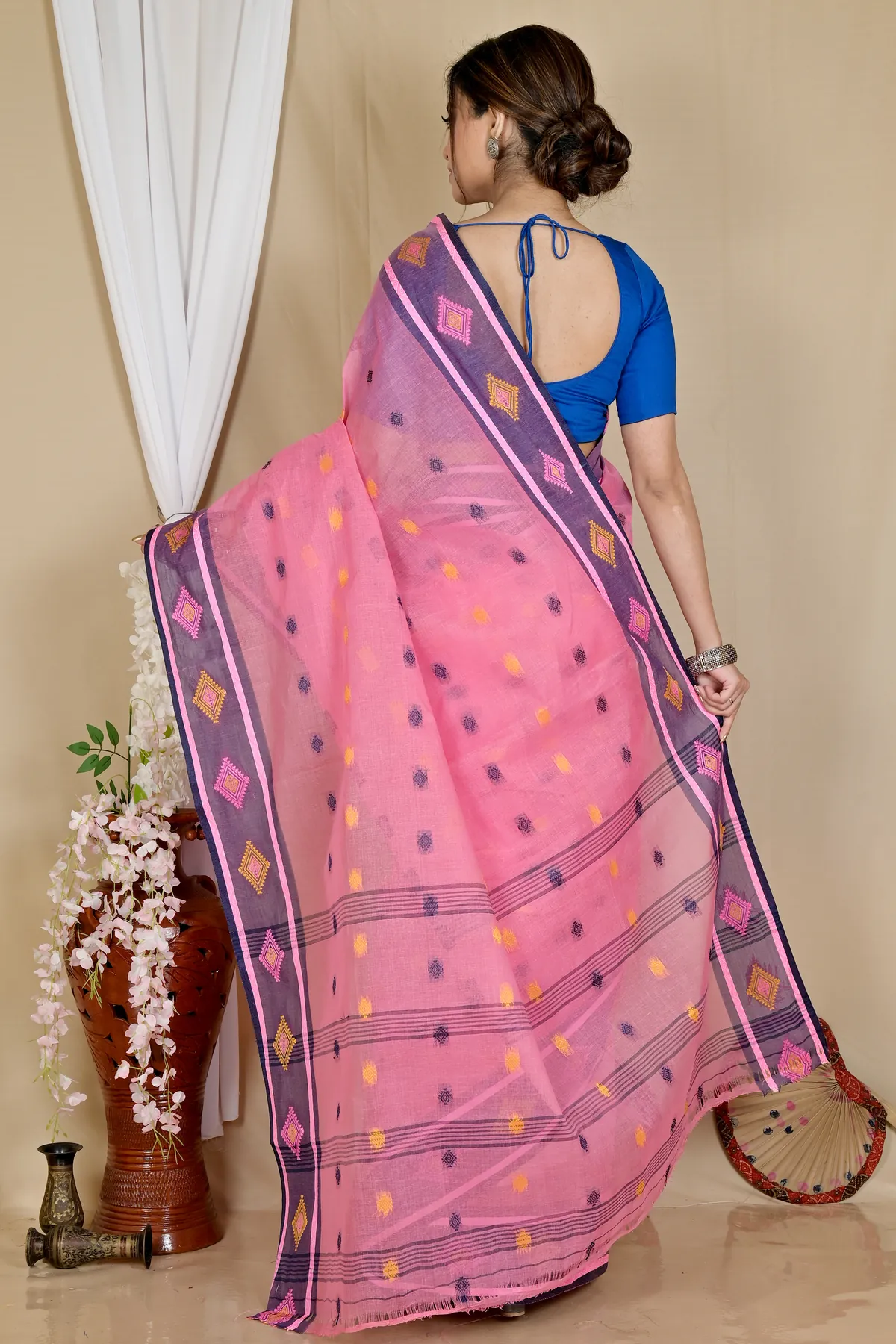 DipDiya Pure Cotton Pink Apula Timeless Bengal Tant Sarees