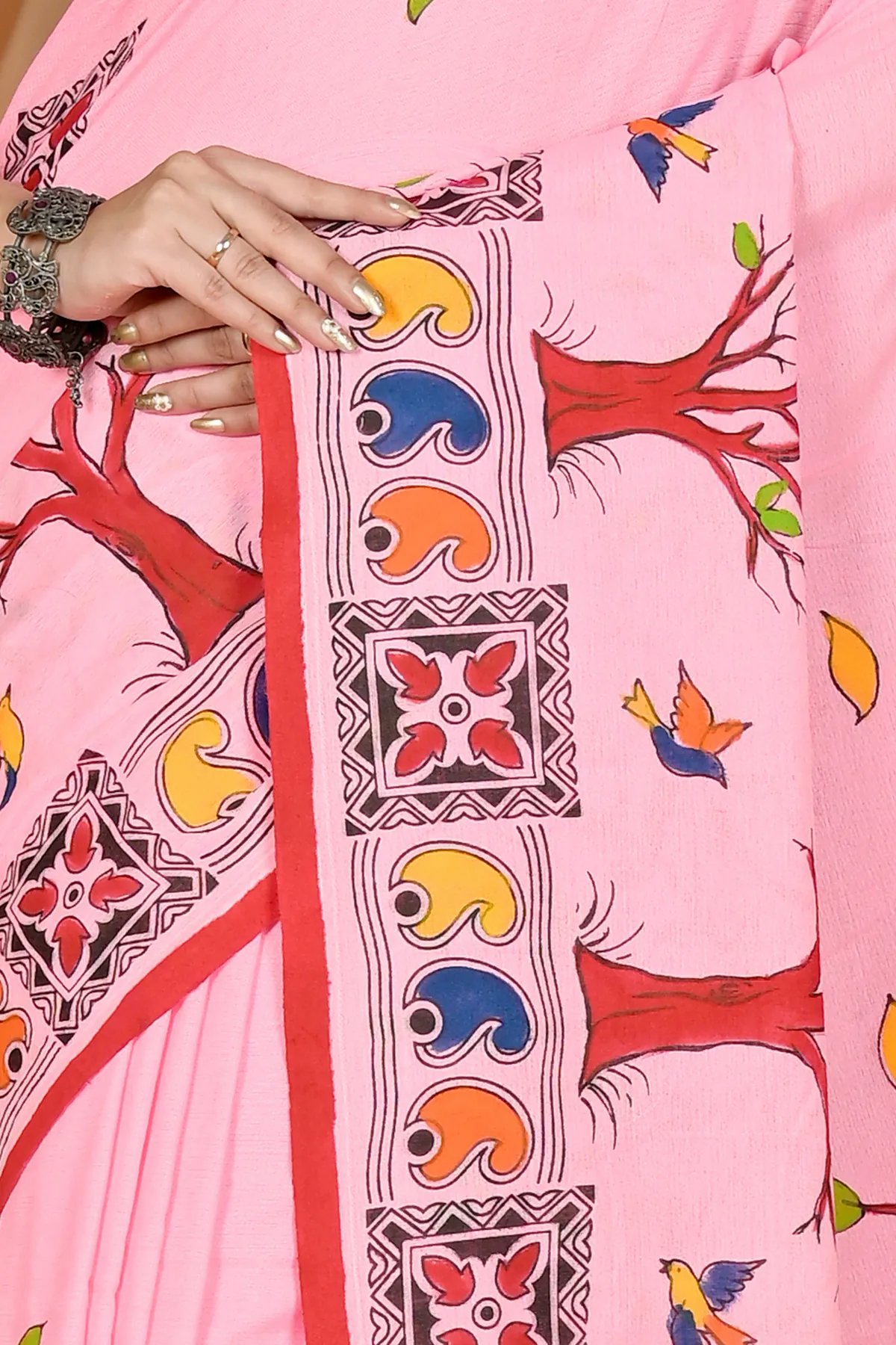 DipDiya Pure Cotton Pink Asu Bengal’s Tradition Handloom Sarees