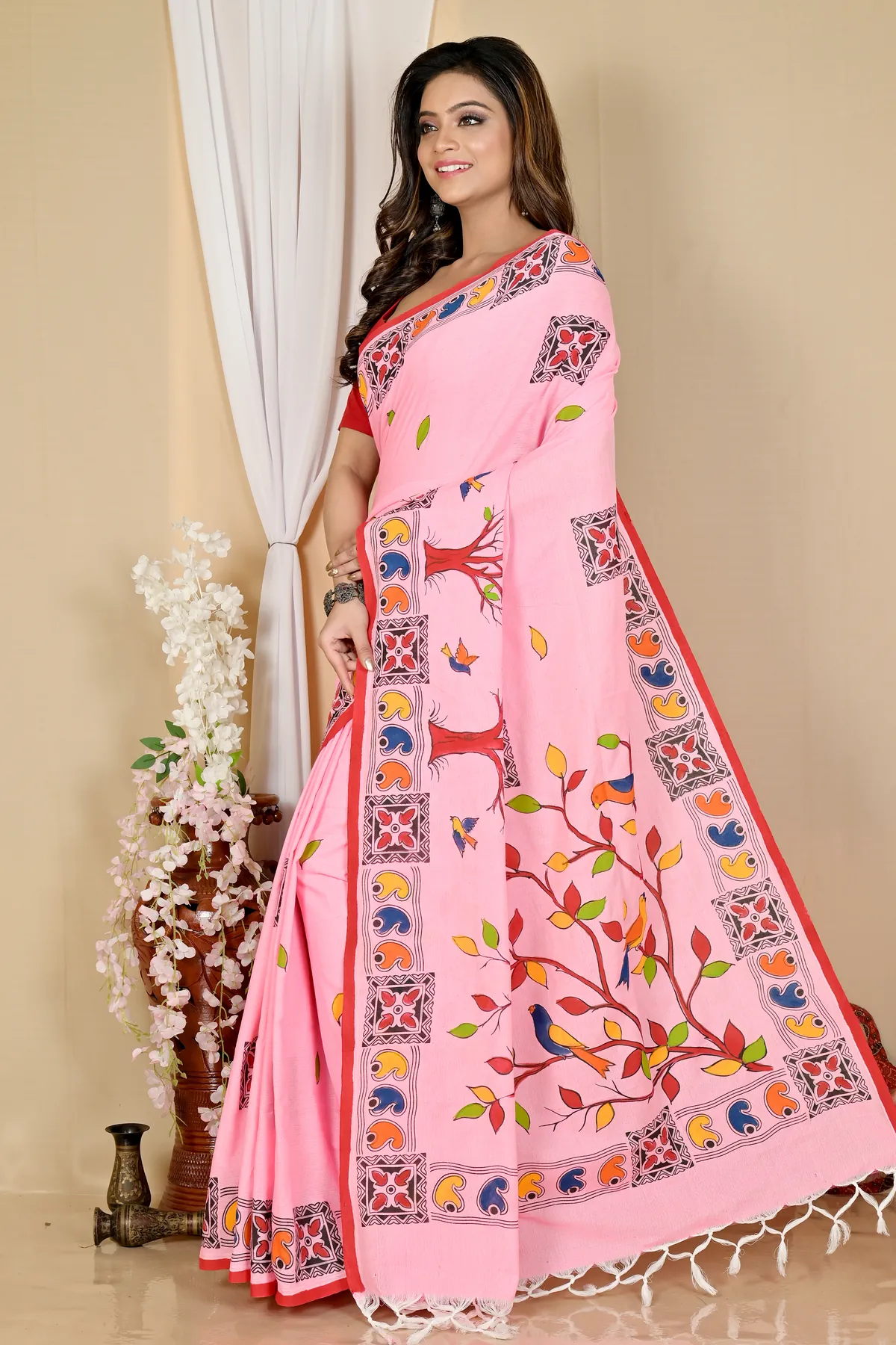 DipDiya Pure Cotton Pink Asu Bengal’s Tradition Handloom Sarees