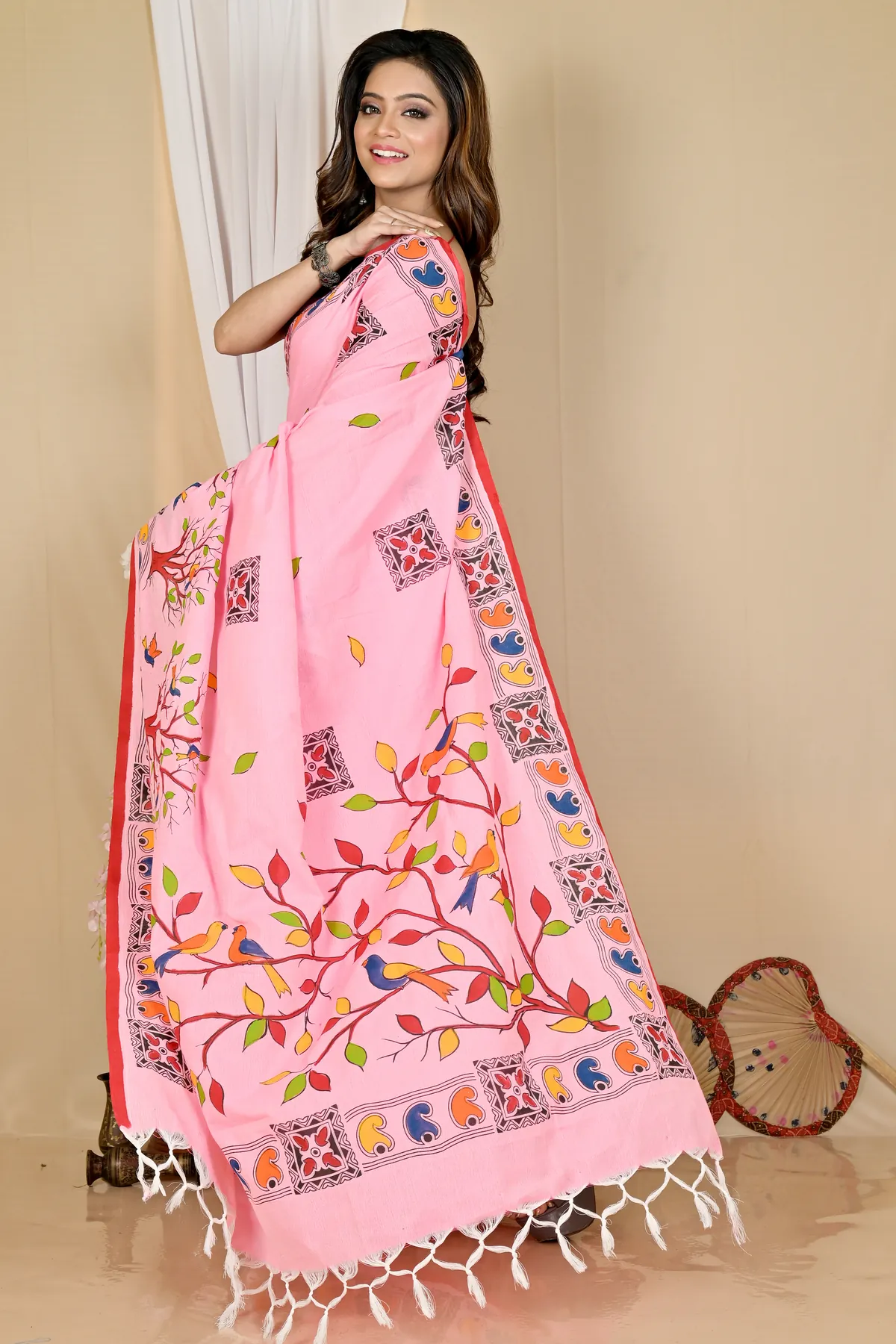 DipDiya Pure Cotton Pink Asu Bengal’s Tradition Handloom Sarees