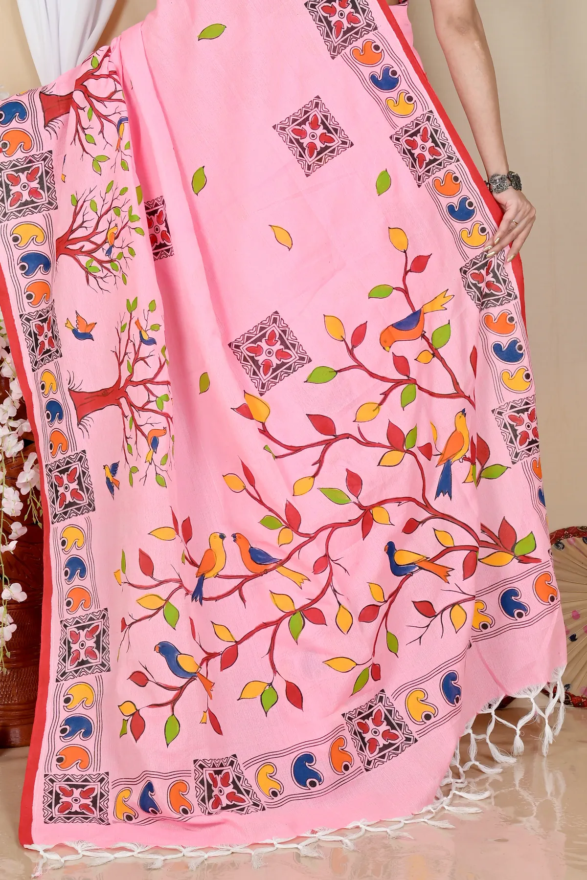 DipDiya Pure Cotton Pink Asu Bengal’s Tradition Handloom Sarees