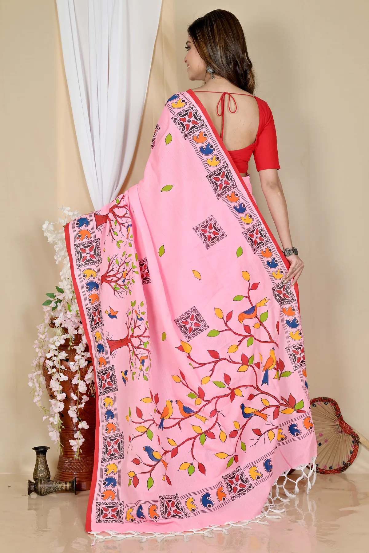 DipDiya Pure Cotton Pink Asu Bengal’s Tradition Handloom Sarees