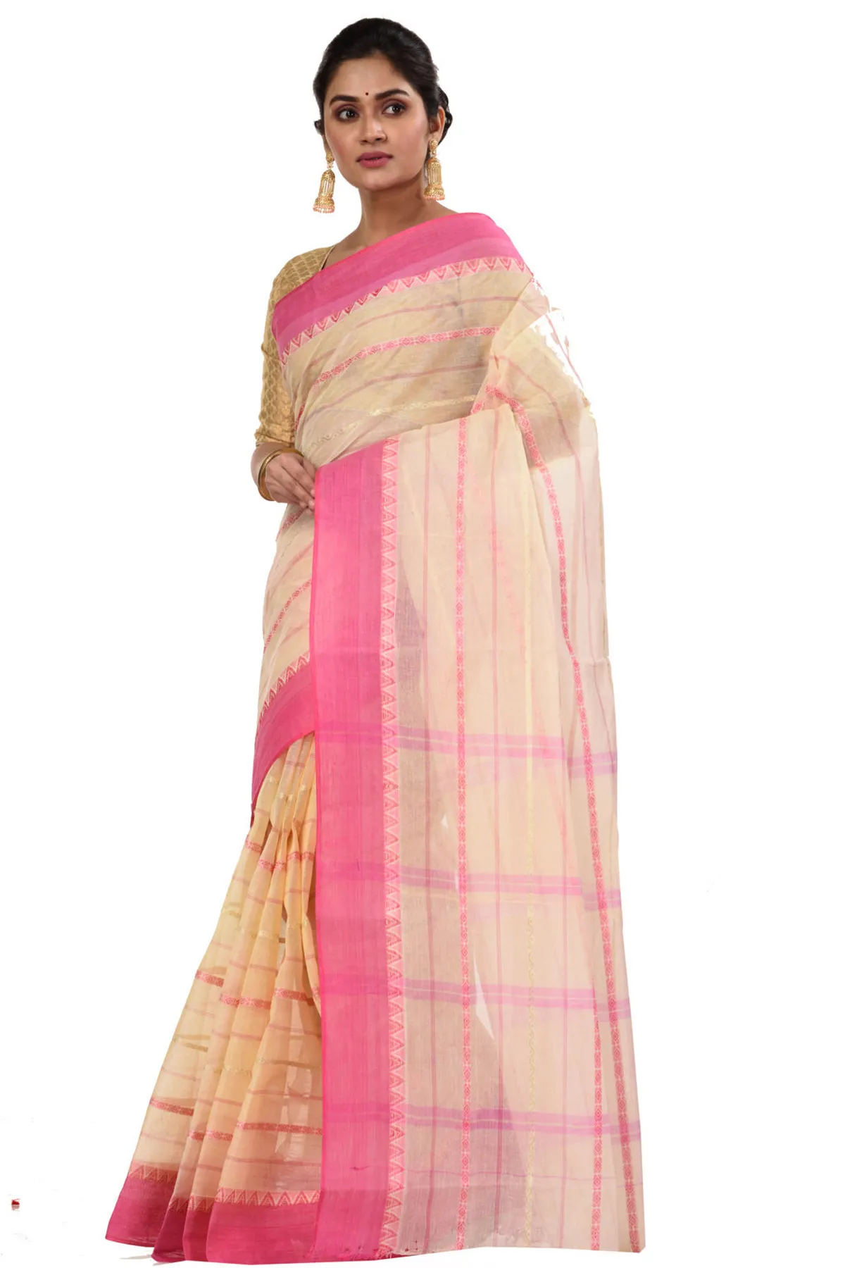 DipDiya Pure Cotton Pink Boysko Crafted by Artisans Tant Sarees