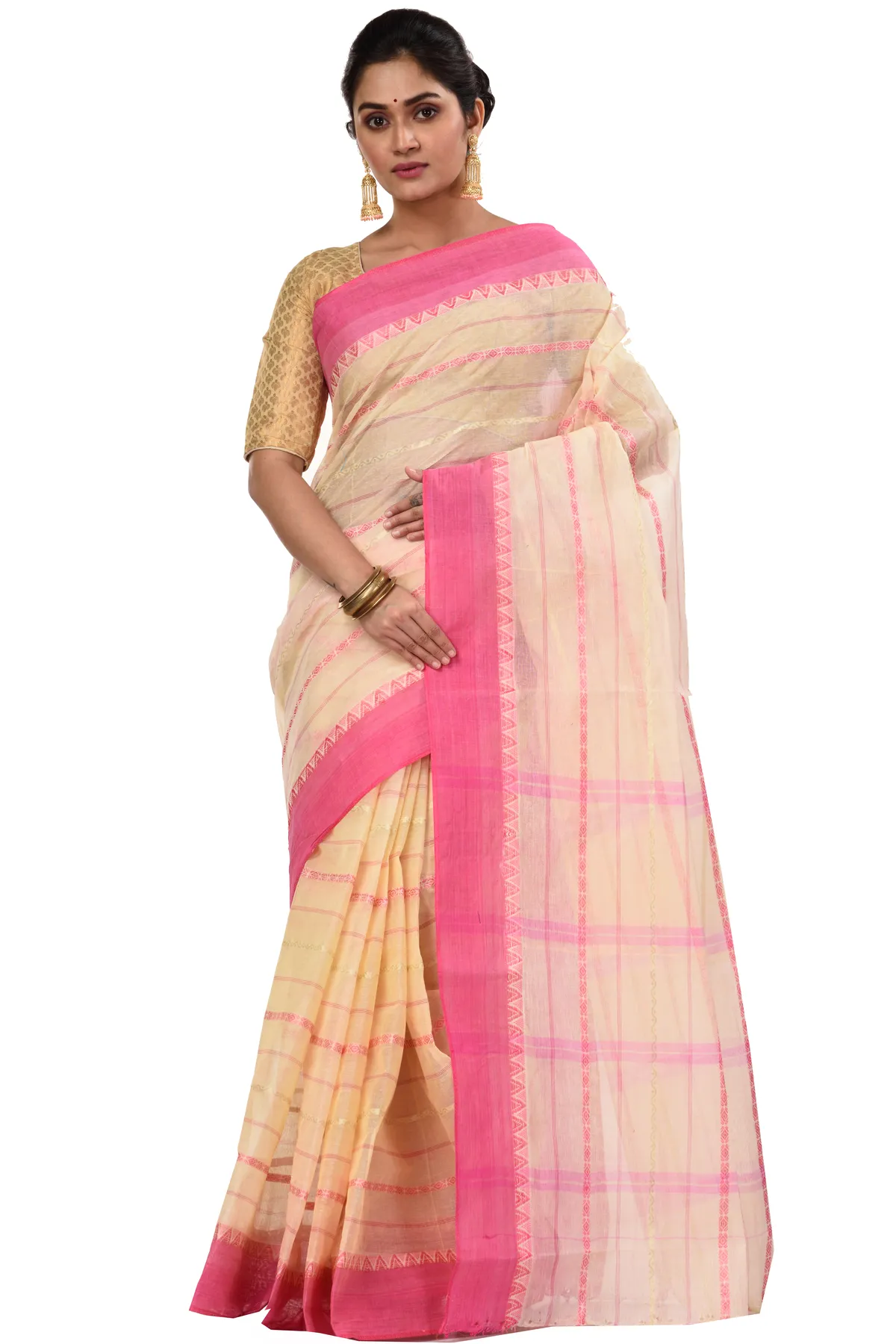 DipDiya Pure Cotton Pink Boysko Crafted by Artisans Tant Sarees