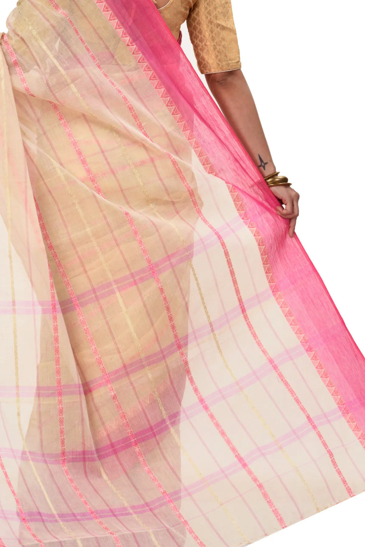 DipDiya Pure Cotton Pink Boysko Crafted by Artisans Tant Sarees