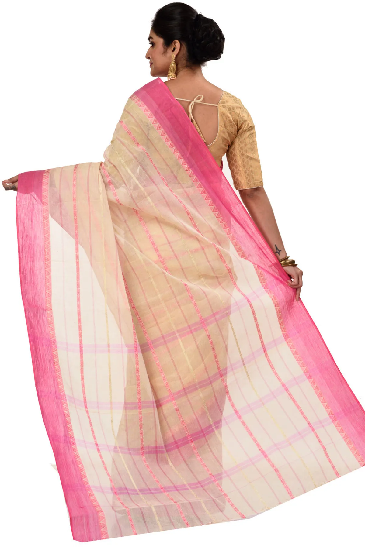 DipDiya Pure Cotton Pink Boysko Crafted by Artisans Tant Sarees