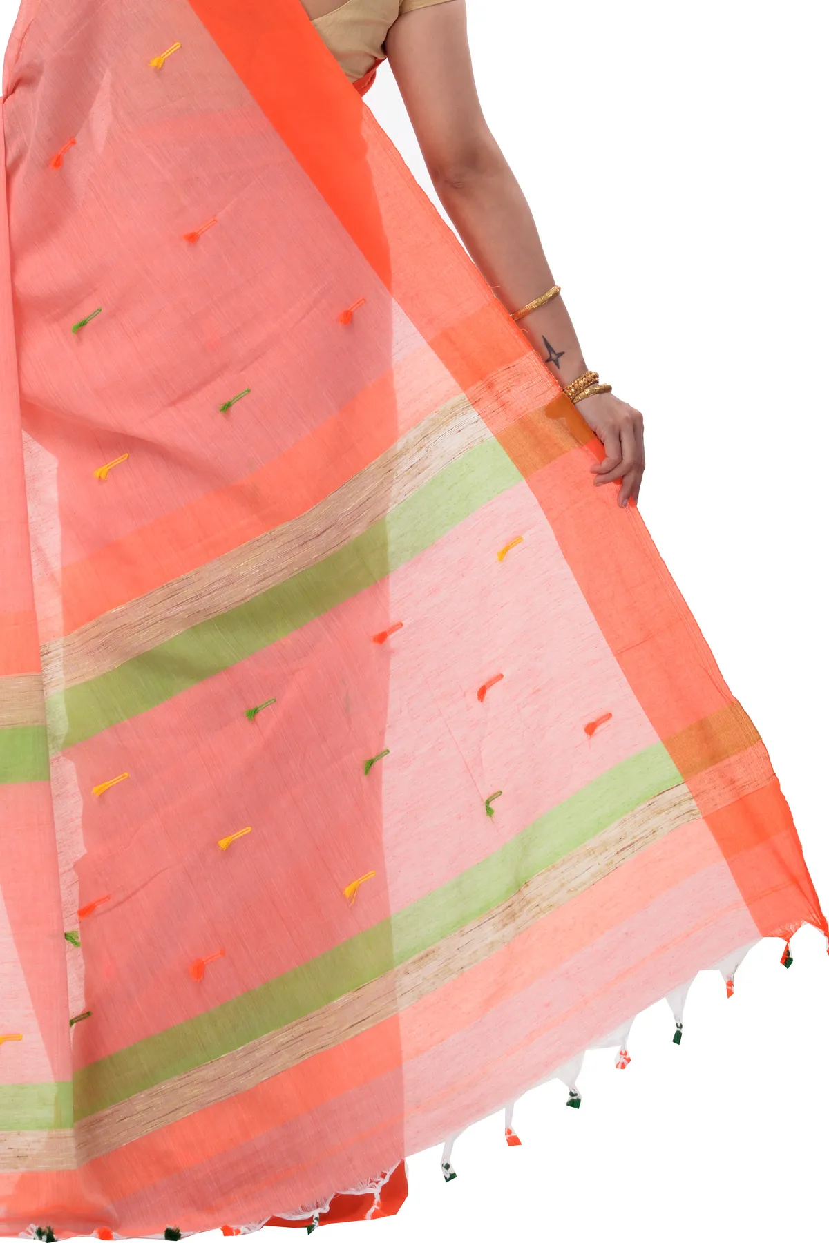 DipDiya Pure Cotton Pink Clacial Desigined Loom to Love Handloom Sarees