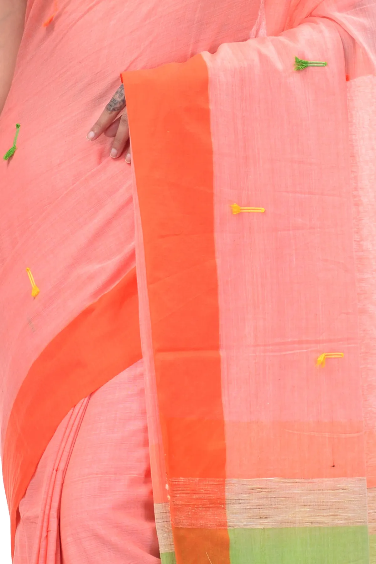 DipDiya Pure Cotton Pink Clacial Desigined Loom to Love Handloom Sarees