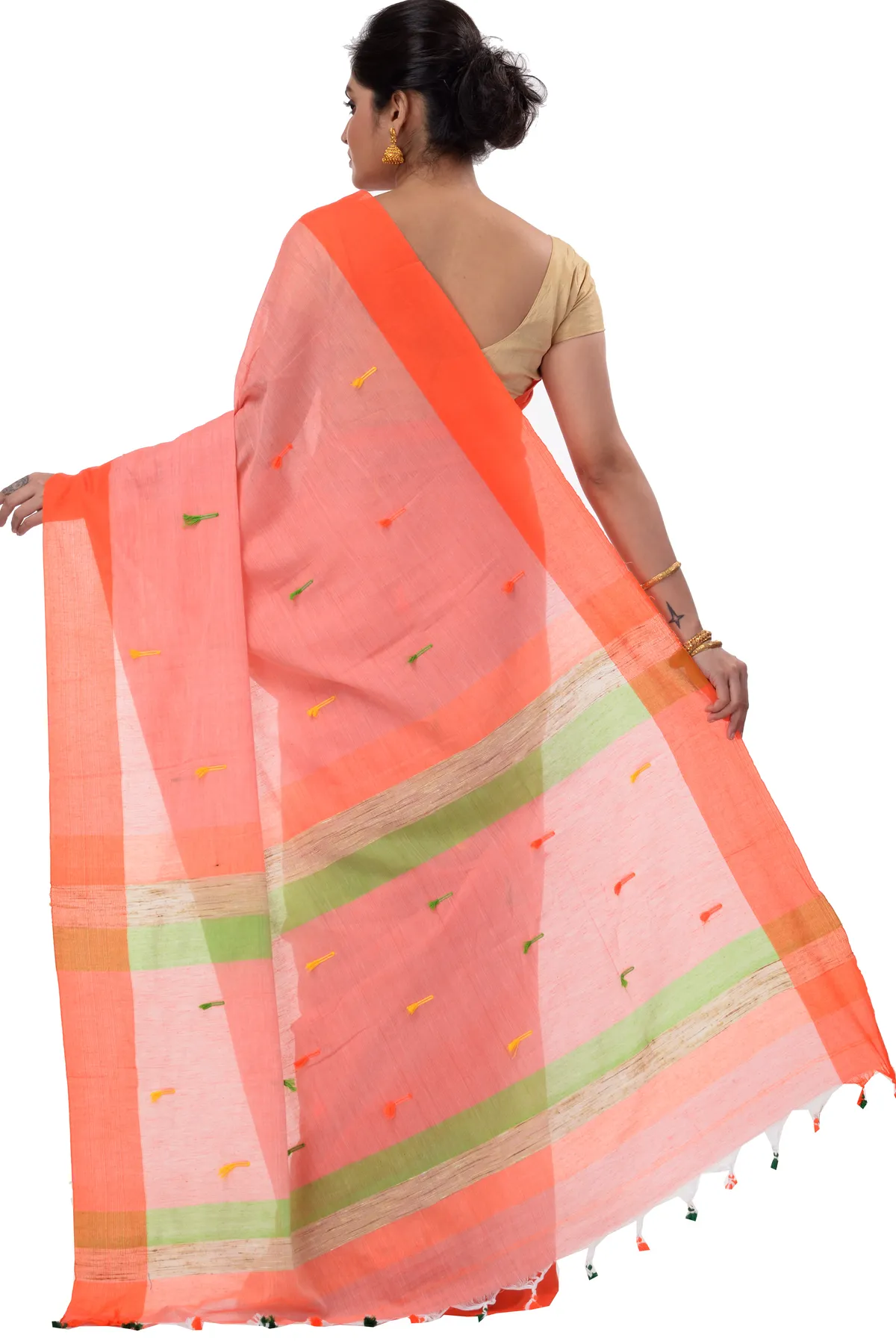 DipDiya Pure Cotton Pink Clacial Desigined Loom to Love Handloom Sarees