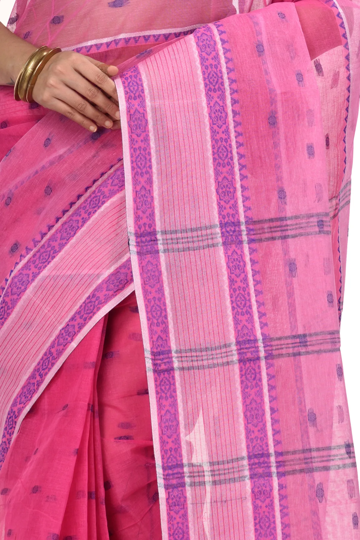 DipDiya Pure Cotton Pink Debdash Tradition in Every Thread Tant Sarees