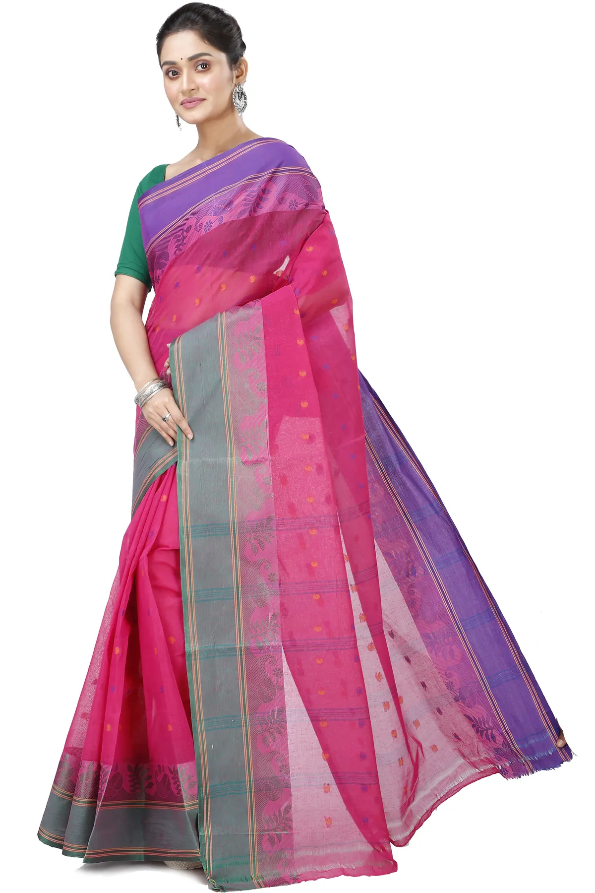 DipDiya Pure Cotton Pink Gitanjali Crafted with Soul Tant Sarees
