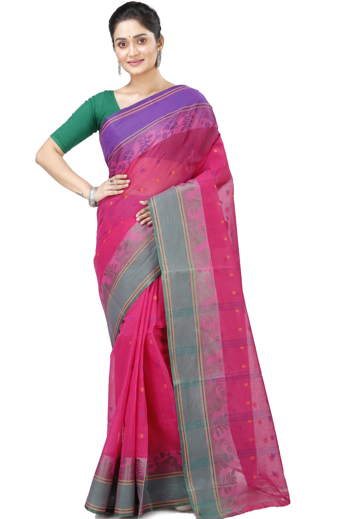 DipDiya Pure Cotton Pink Gitanjali Crafted with Soul Tant Sarees