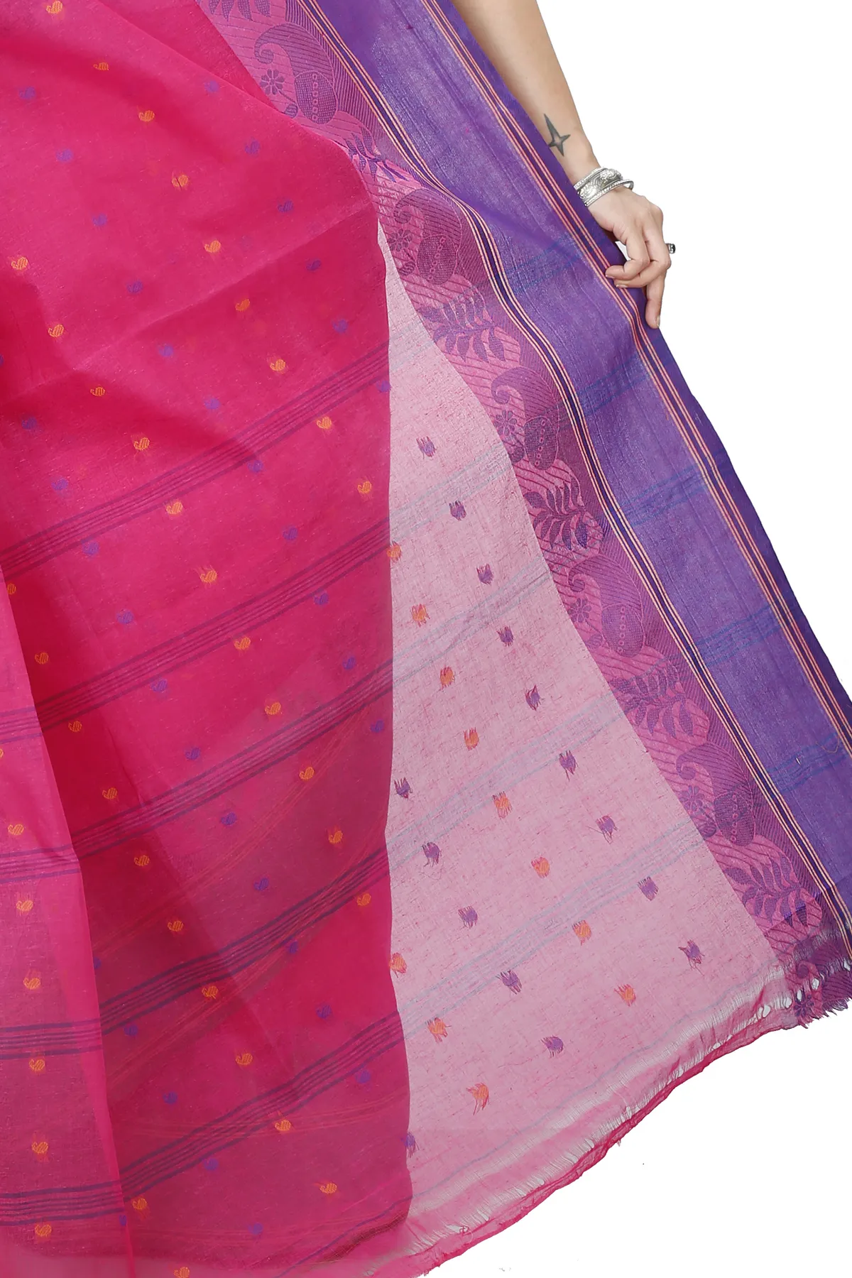 DipDiya Pure Cotton Pink Gitanjali Crafted with Soul Tant Sarees