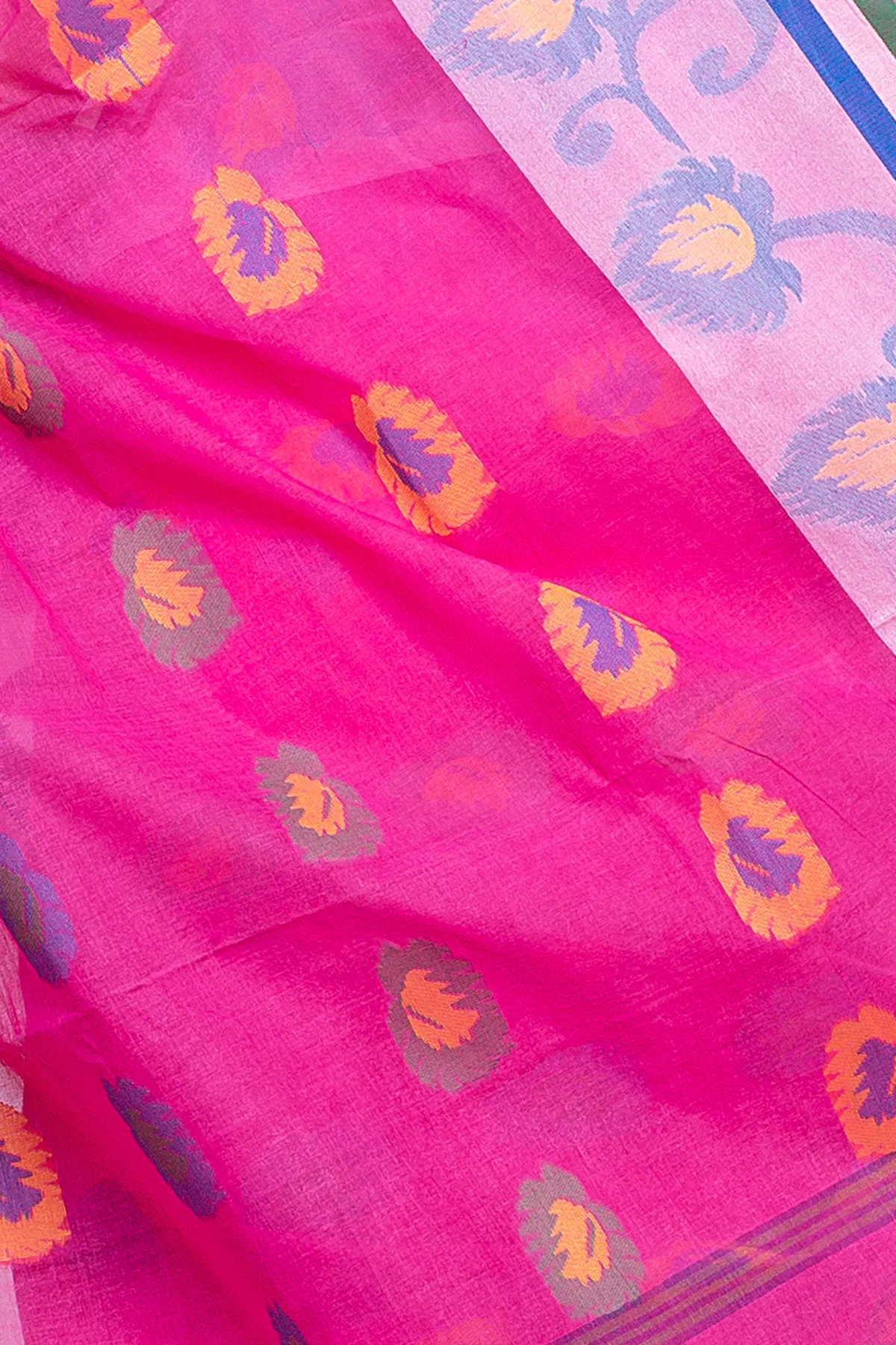 DipDiya Pure Cotton Pink HapChaka Classic Grace Tant Sarees