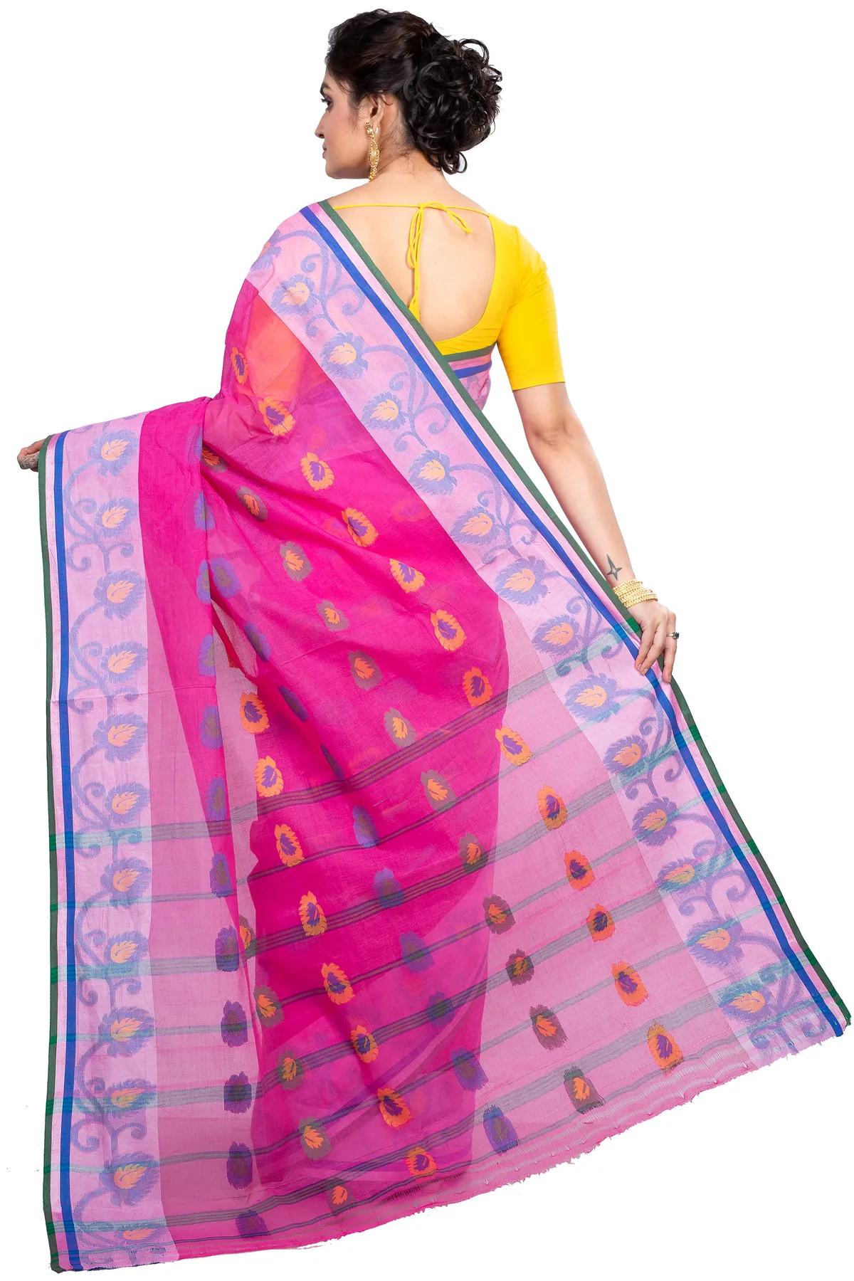 DipDiya Pure Cotton Pink HapChaka Classic Grace Tant Sarees