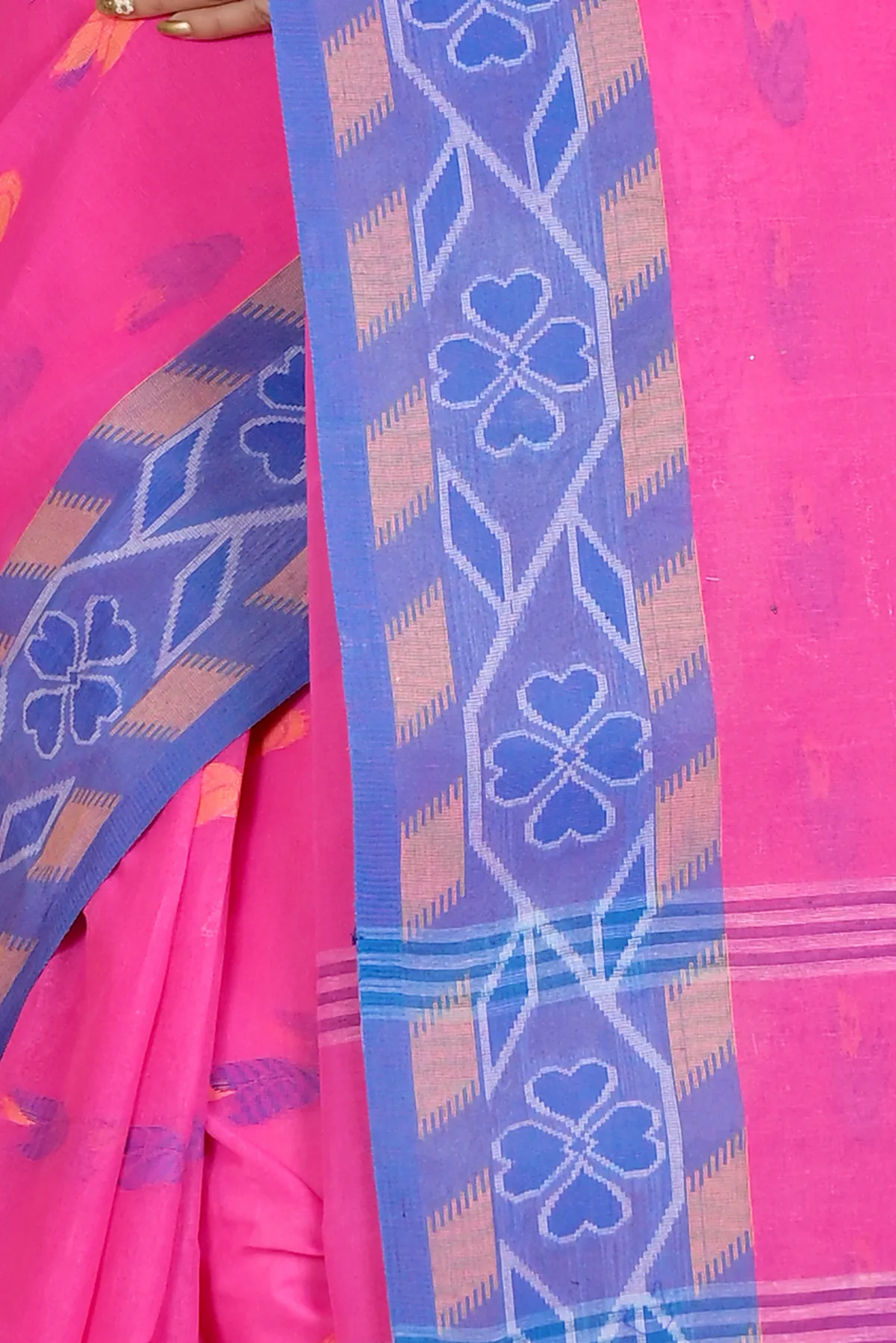 DipDiya Pure Cotton Pink Komtai Classic Grace Tant Sarees