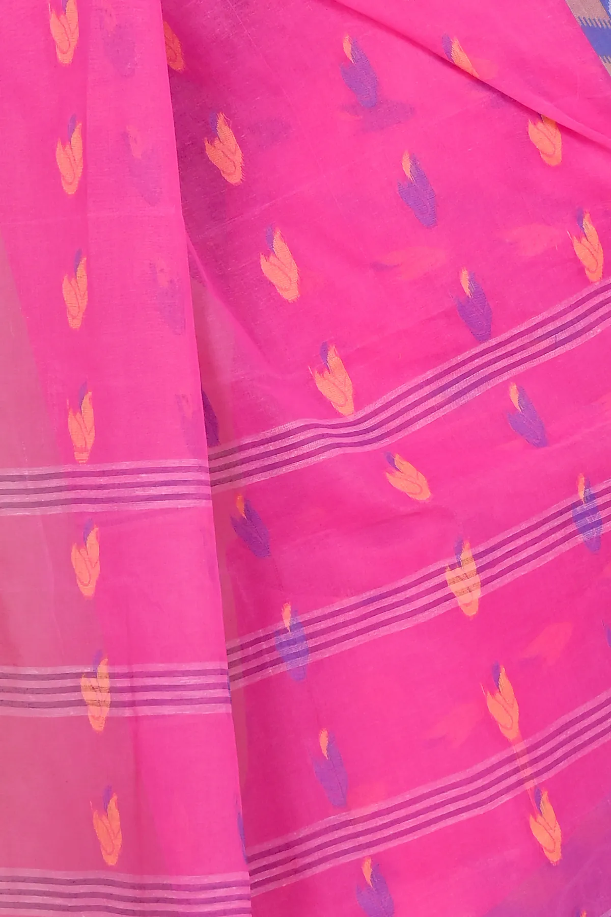 DipDiya Pure Cotton Pink Komtai Classic Grace Tant Sarees