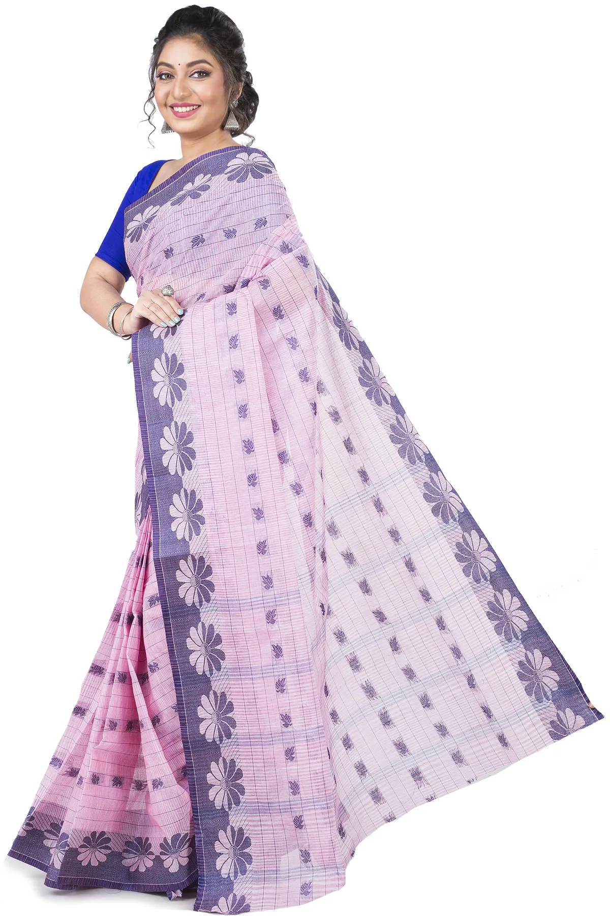 DipDiya Pure Cotton Pink KotkiTat Crafted in Bengal Tant Sarees