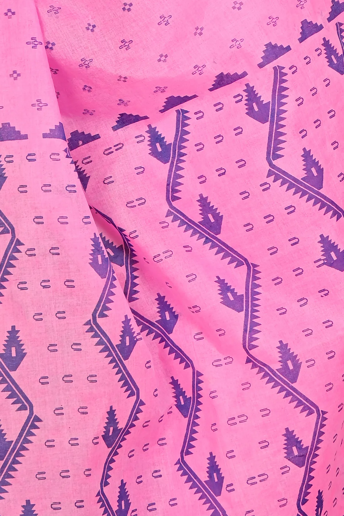 DipDiya Pure Cotton Pink Luvna Essence of Bengal Printed Tant Sarees