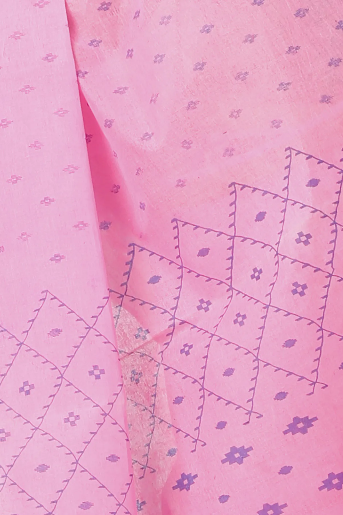 DipDiya Pure Cotton Pink Luvya Wrapped in Heritage Printed Tant Sarees